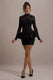 Antheia | Black Lace Long-Sleeve Peplum Mini Dress - Club L London - USA