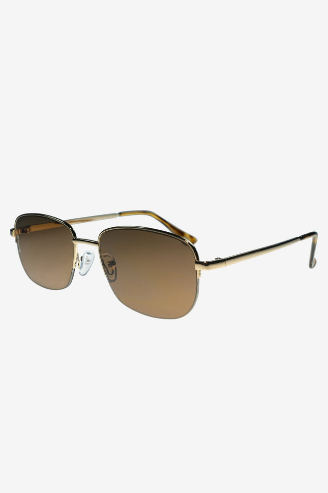 サングラス ^ONE BRILLIANT^ IndigoOB312Brown Indigo-OB312-Brown Junior Otra Gold Small Rectangular Vintage Style Sunglasses