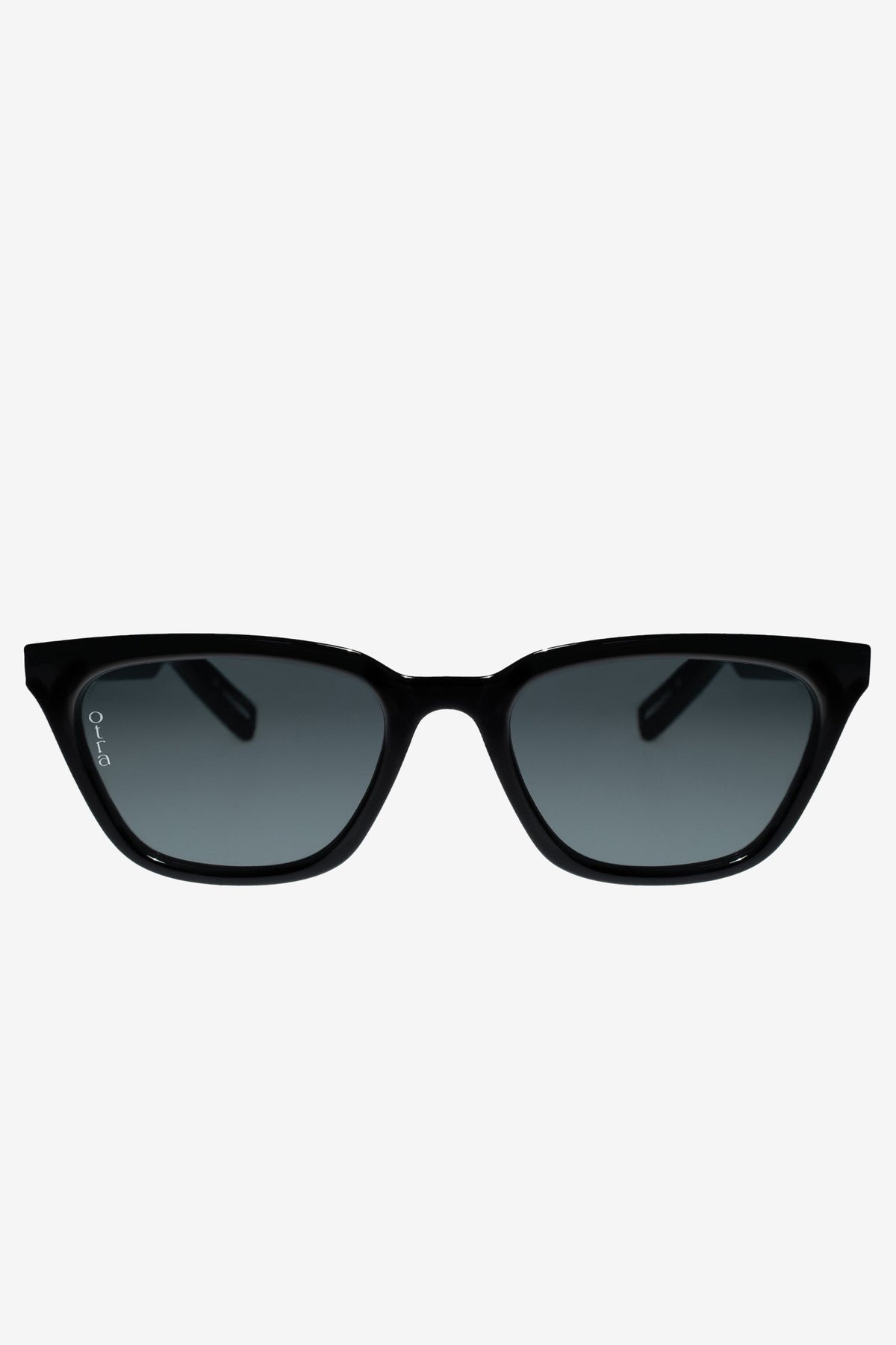 Seva | Otra Black Rounded Slim Cat Eye Sunglasses