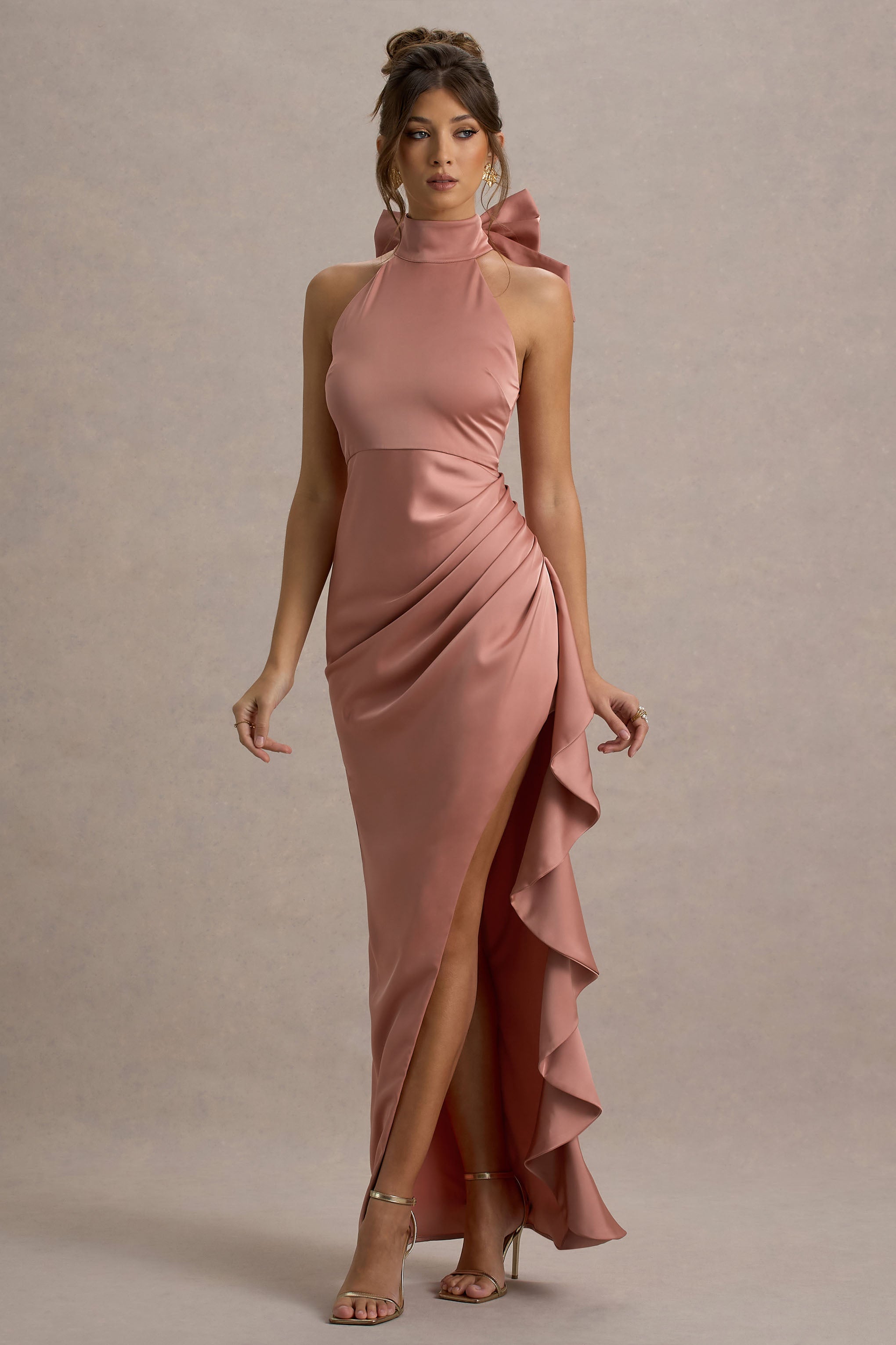 スカート GIOVANNI BEDIN Long pleated dress Pink Pleated Bow Detail Long-Sleeve Pink Dress - Gizia