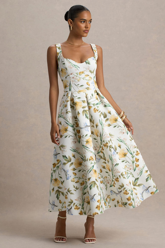 green emerald velvet dress Black Floral Mesh Strapless Fitted Maternity Midi Dress main image 0