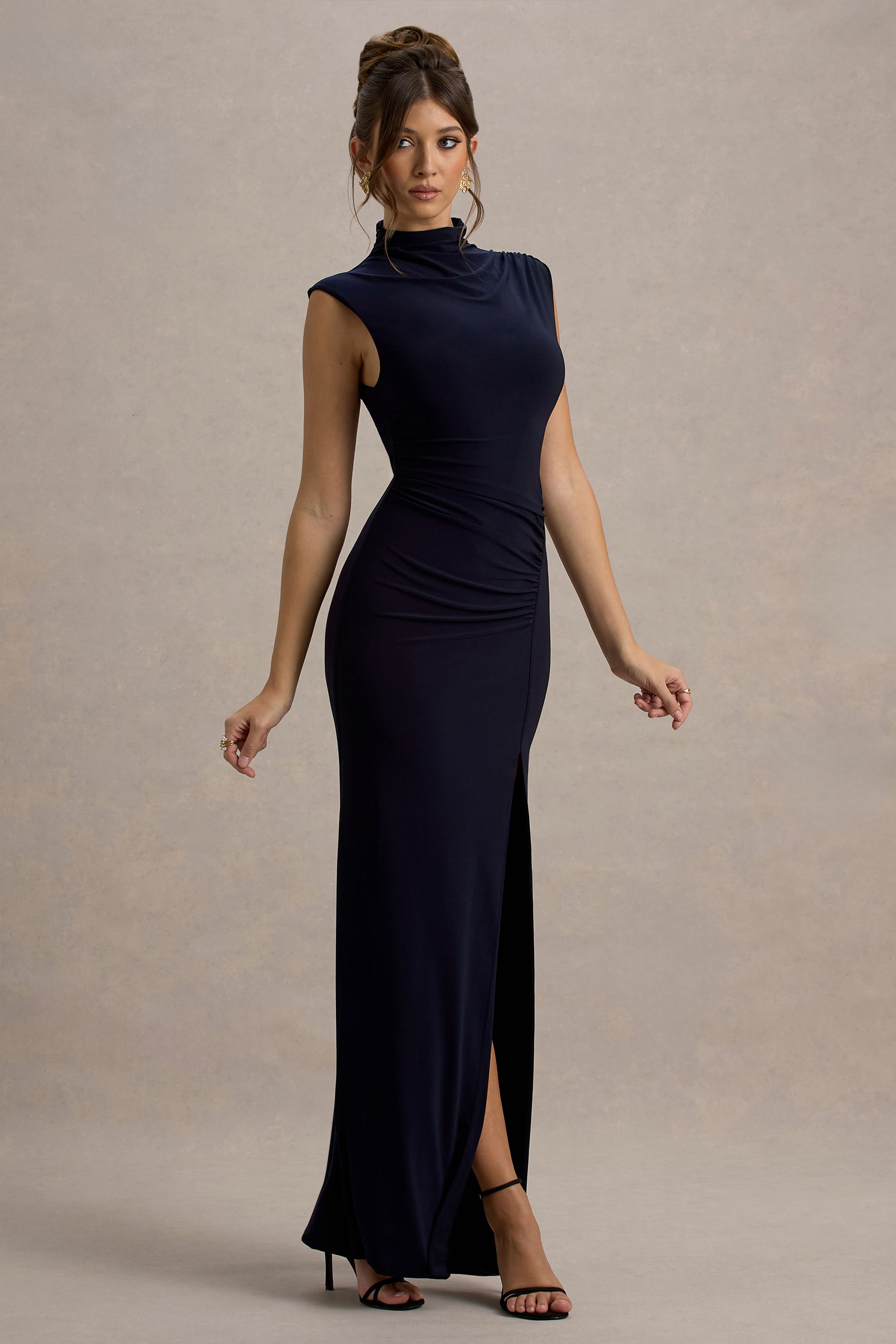 club london dress Mirene | Light Pink Round-Neck Maxi-Dress With Gathered-Detailing And L For a look that screams cool girl chic Pink Dresses Club L