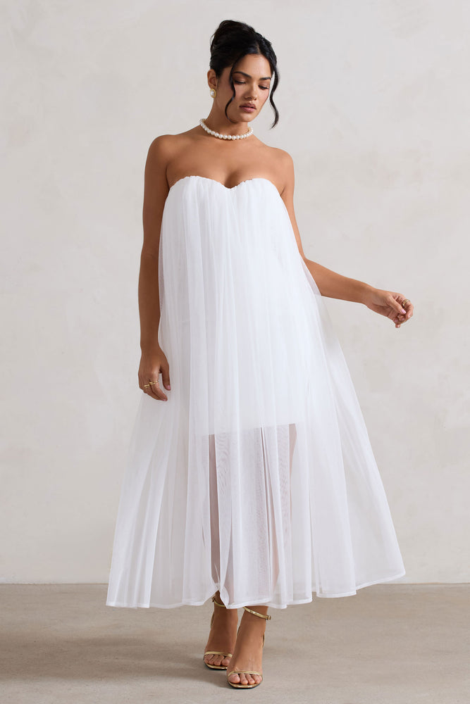 Dreamland Ivory Sweetheart Corset Mini Dress With Tulle Overlay