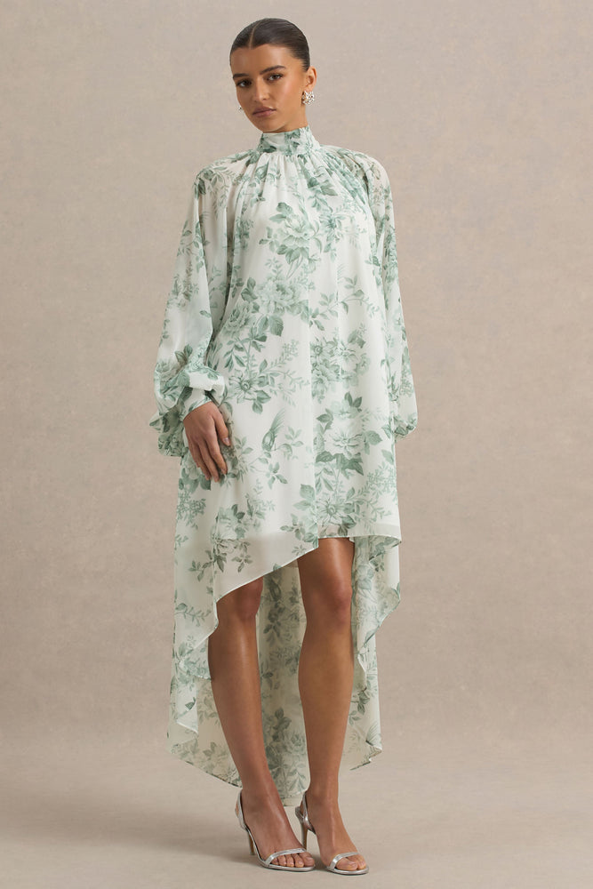 Delphia Green Floral Print High-Neck Maxi Dress Club L London - USA Delphia Green Floral Print High-Neck Maxi Dress Club L London - USA