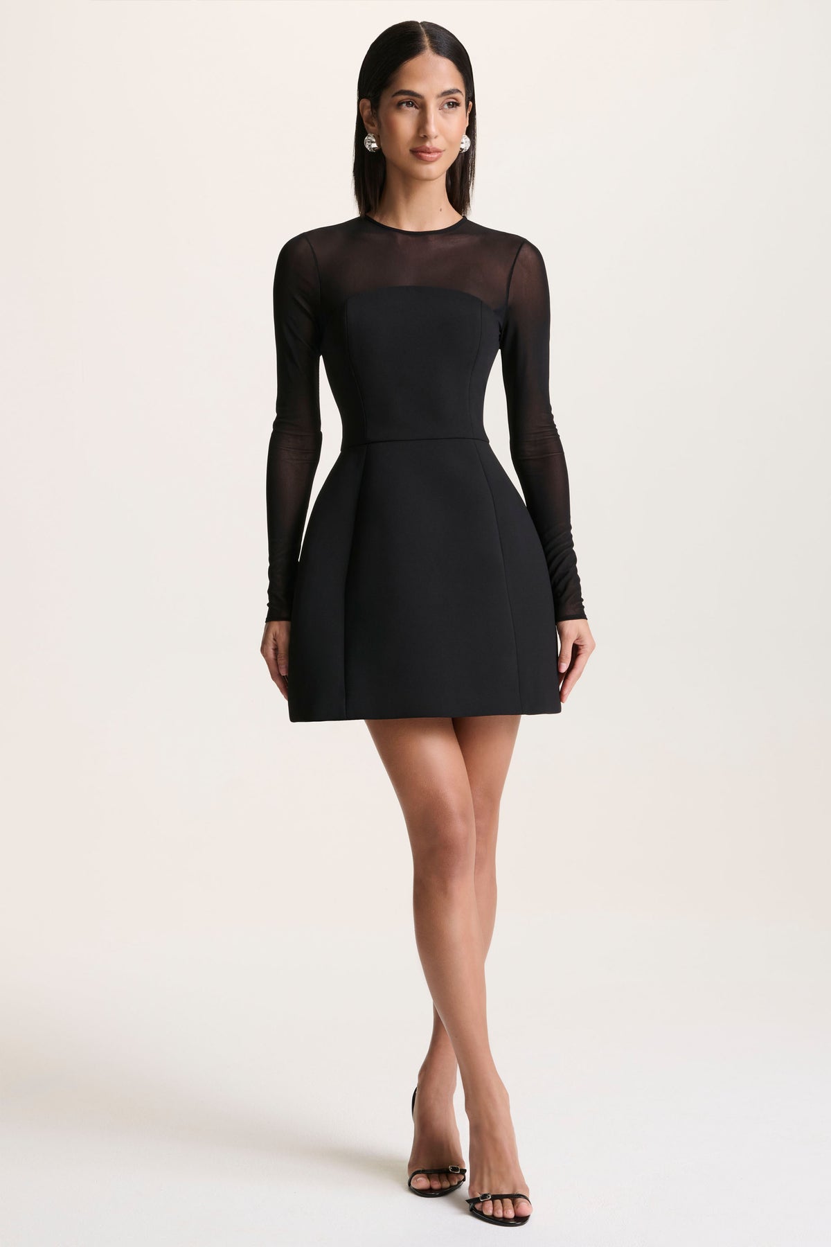 Aviana | Black Mesh Crew-Neck Mini Dress - UK 16 Black Aviana | Black Mesh Crew-Neck Mini Dress - UK 16 Black