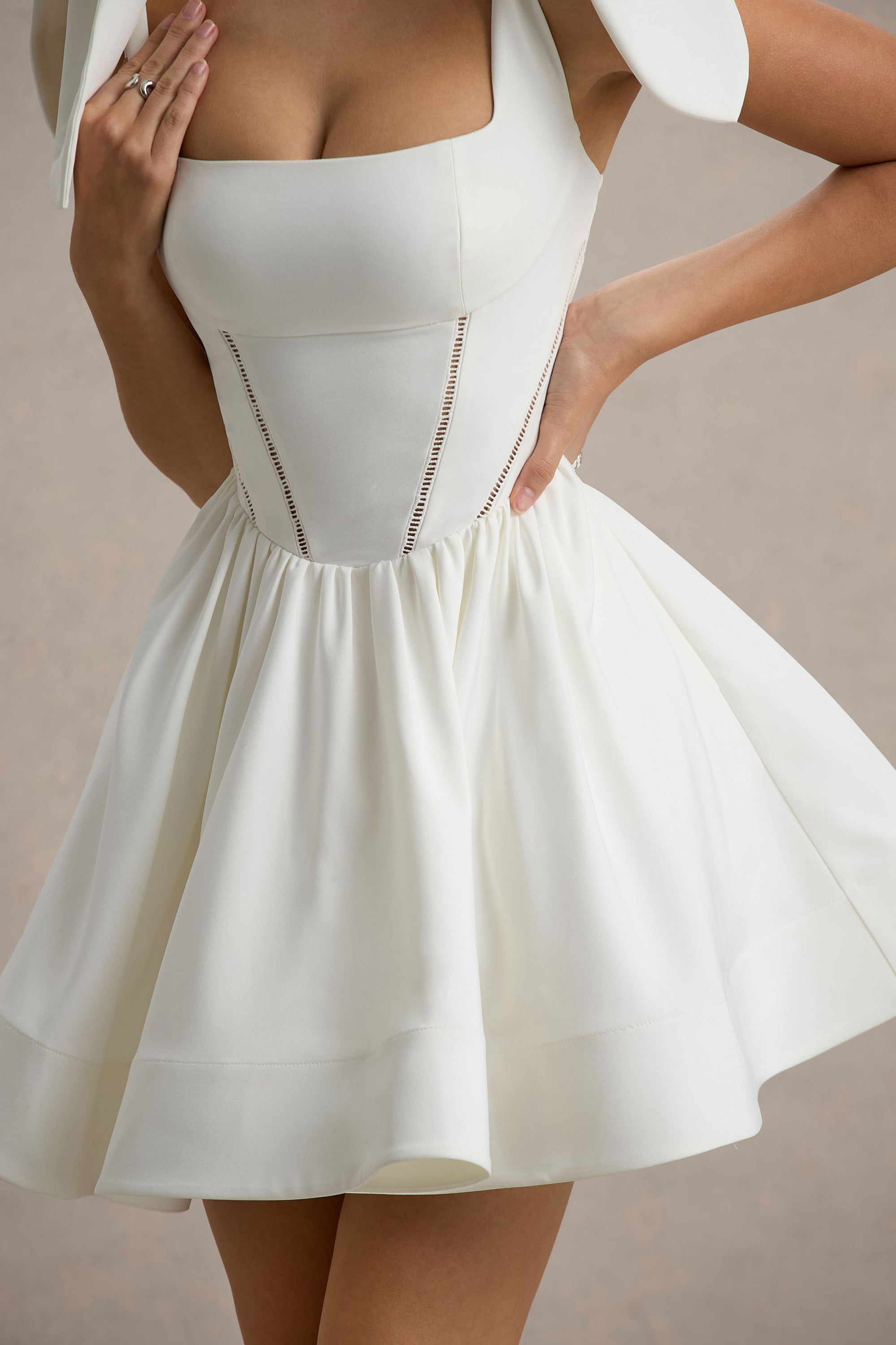 bon appetit white skater dress Lace Bustier Skater Dress White