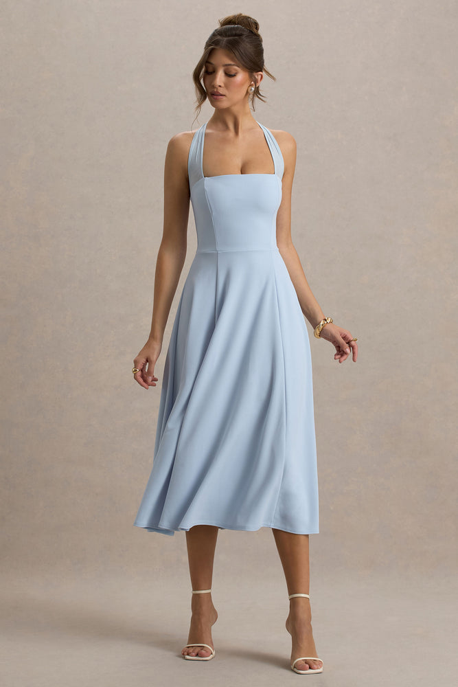 midnight blue backless dress Shop the Elegant Light Blue Esme Maxi Dress at Lady Black Tie Online Large main image 1