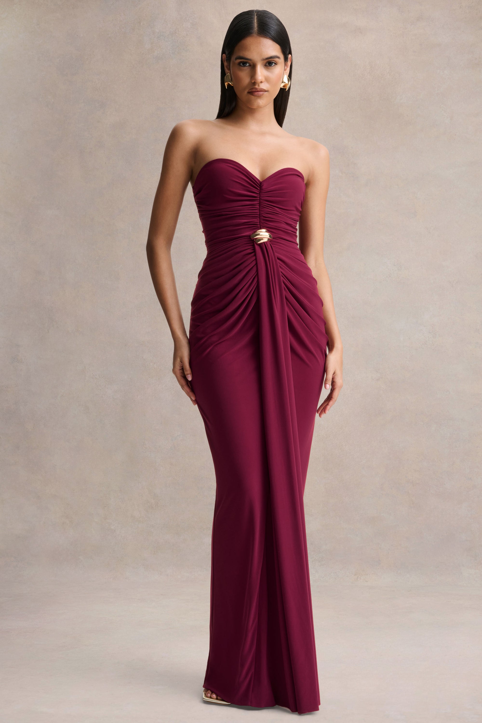 burgundy bandeau maxi dress Burgundy Velvet Bandeau Maxi Dress