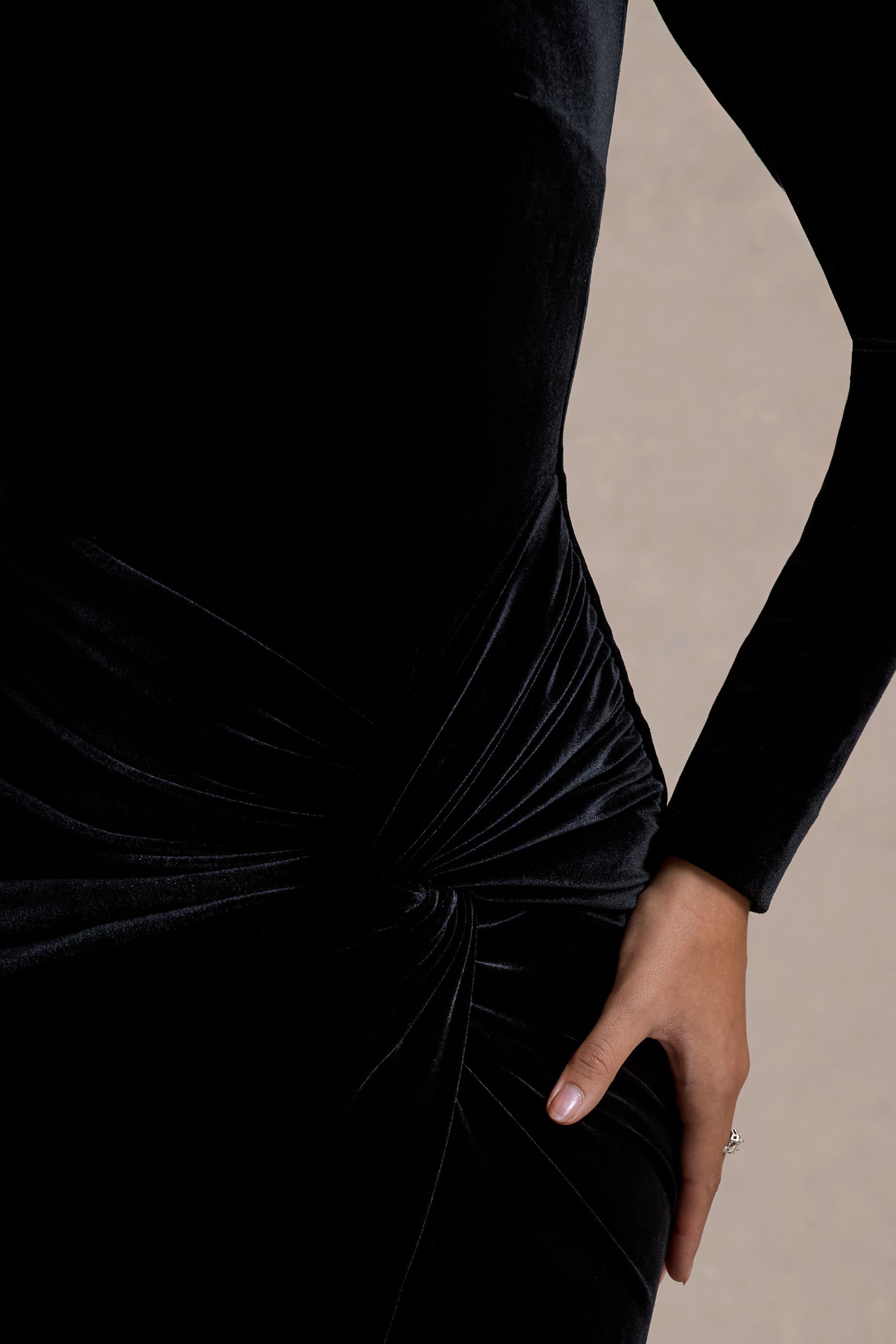 Love Lost | Black Velvet Embellished Twist Maxi Dress – Club L