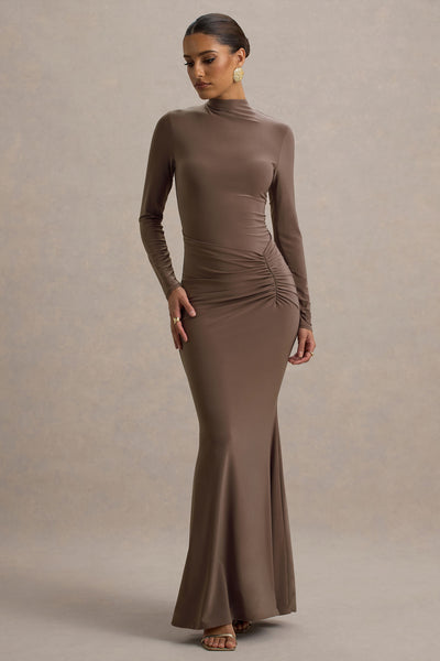 knee length dresses for ladies Ruched Long Sleeve Knit Dress – Elie Tahari