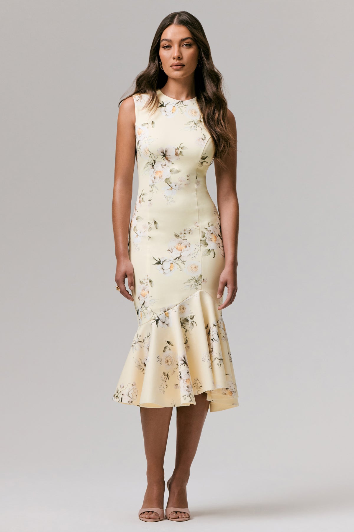 Priceless Lemon Print Crew-Neck Fishtail Midi Dress – Club L London Priceless Lemon Print Crew-Neck Fishtail Midi Dress – Club L London