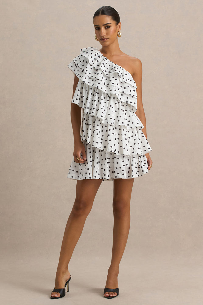 navy blue dress for baby girl Speckle Print Asymmetric Ruffle Dress by SIMKHAI main image 0