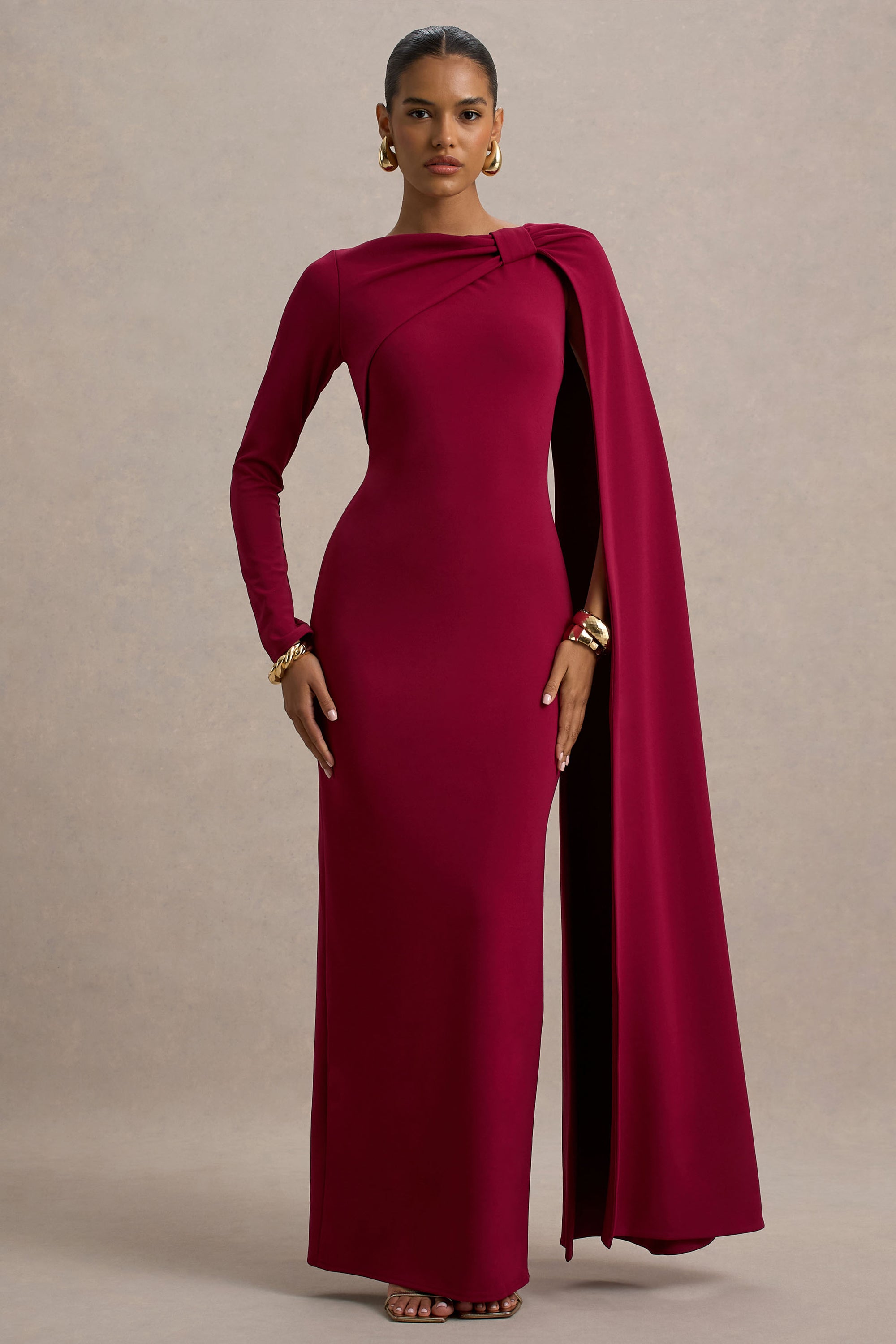 burgundy cape dress Modest Maxi Shimmi Dresses Introducing the Maeve maxi dress Women's Clia Cape Sleeve Maxi