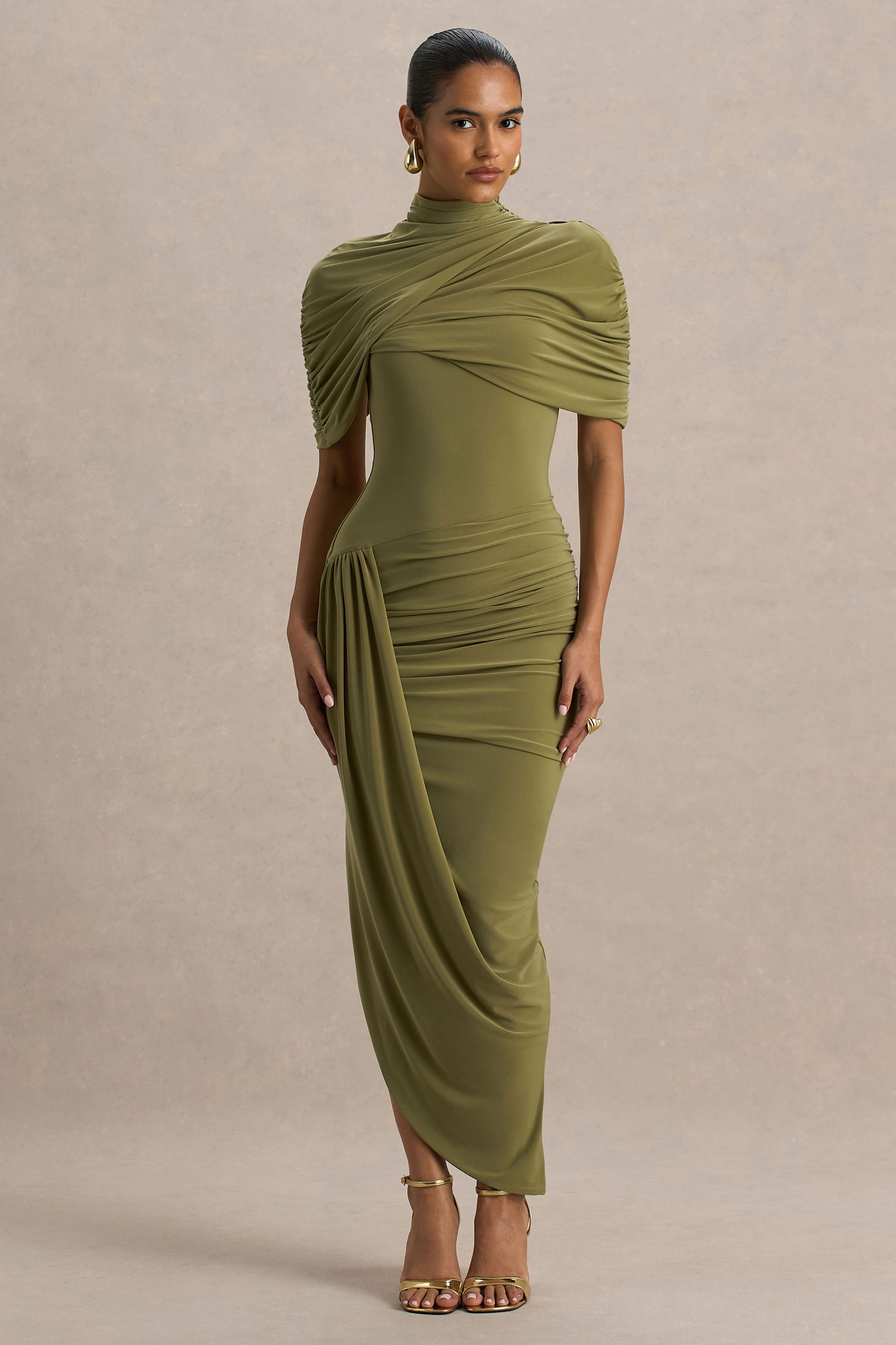 cape midi dress Embellished Crepe in White Roland Mouret The tailored silhouette flatters your figure Enchant | Olive Asymmetric Twisted