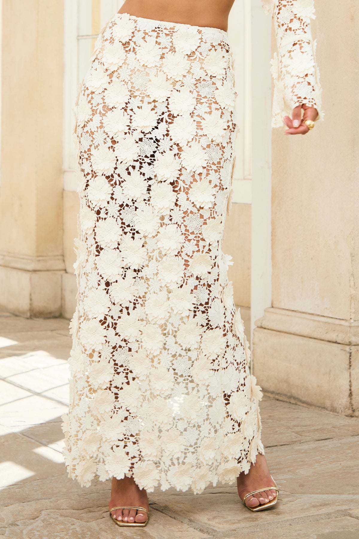 Kingston Cream Lace Maxi Skirt Club L London - USA Kingston Cream Lace Maxi Skirt Club L London - USA