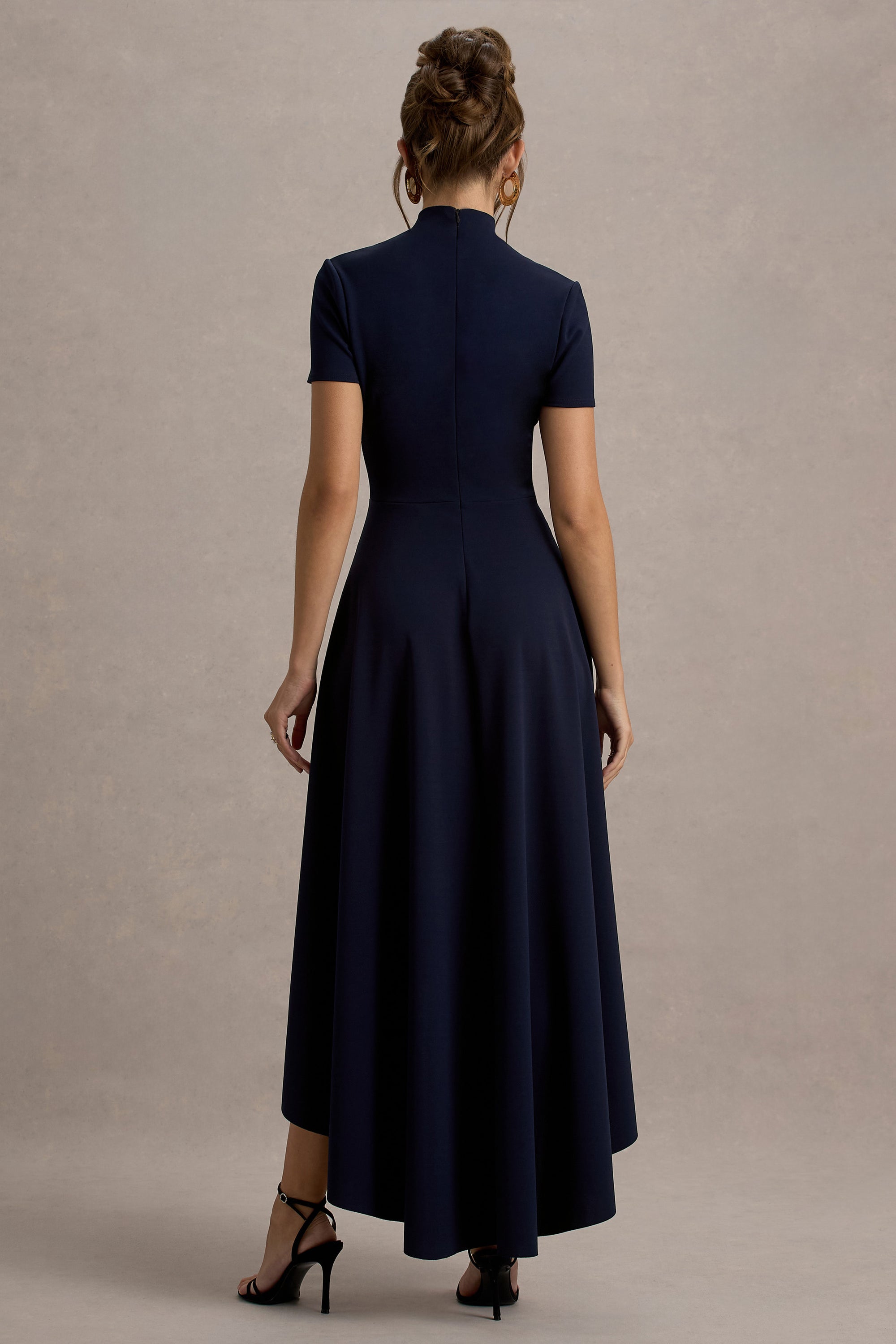 navy blue midi dress formal LEONOR DRESS NAVY BLUE