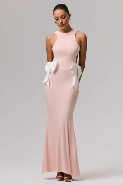 open lace back dress Simone Cut Out One Shoulder Pink Maxi Dress - 4