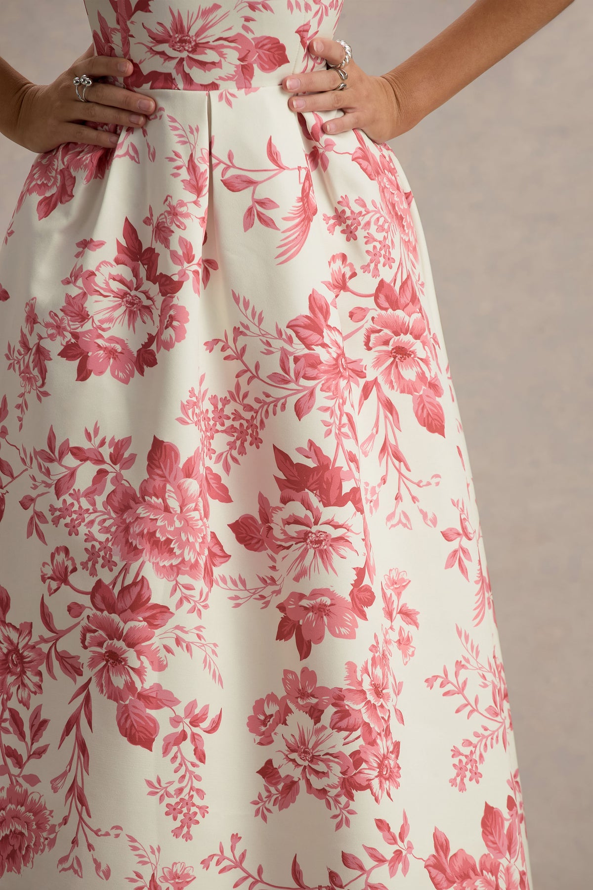 Annalise Pink Porcelain Print Bandeau Skater Midi Dress Club L London - USA Annalise Pink Porcelain Print Bandeau Skater Midi Dress Club L London - USA