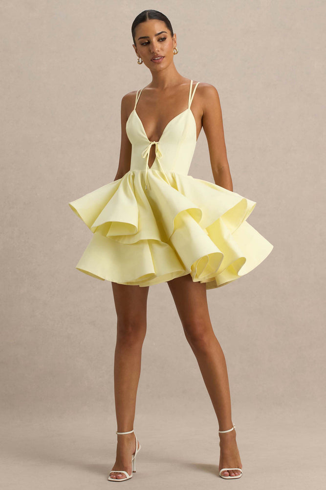asos yellow skater dress 10 ASOS DESIGN bandeau tiered mini skater dress in yellow floral