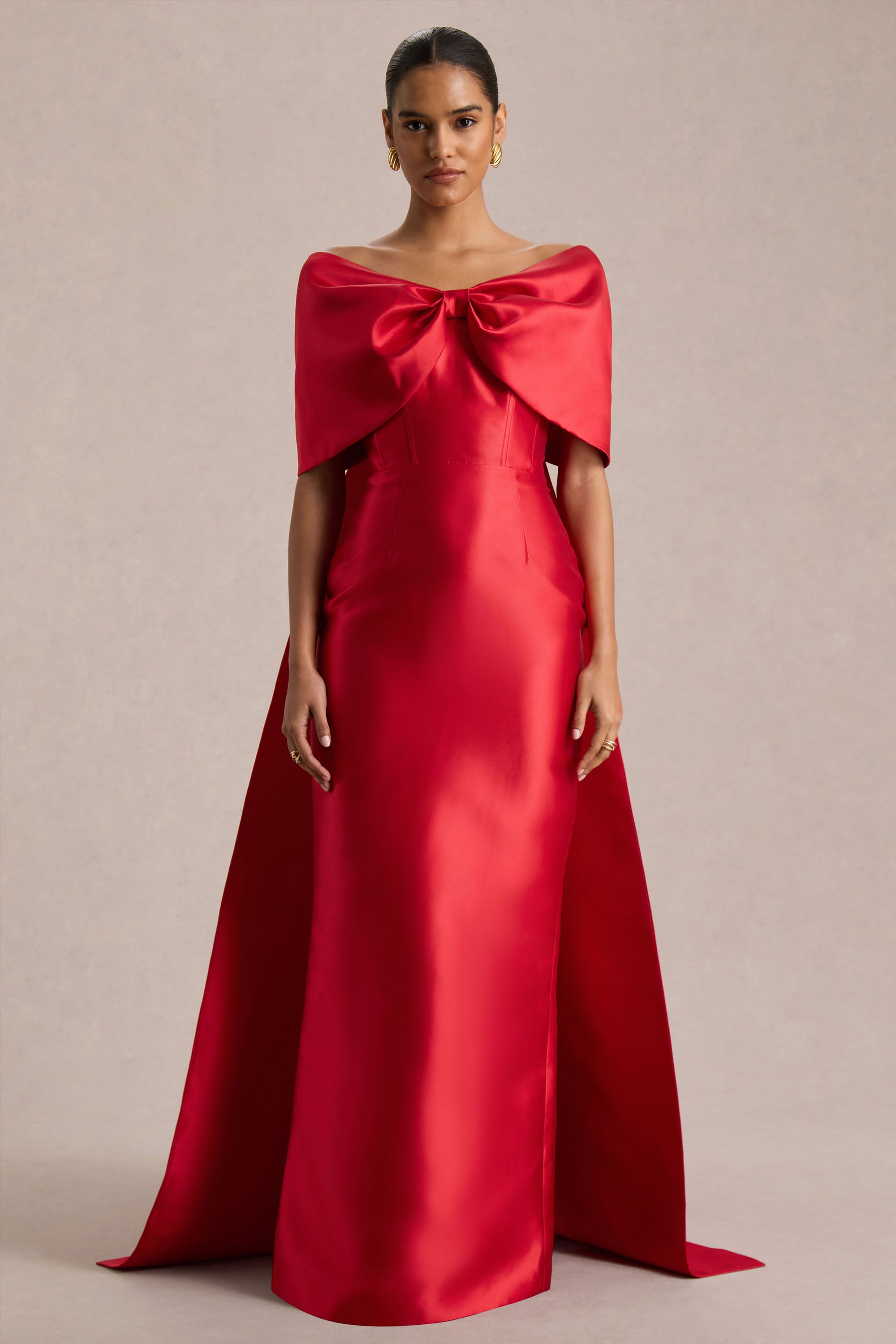 long red dress with bow Dancing Queens Bow Back Maxi Dress Red