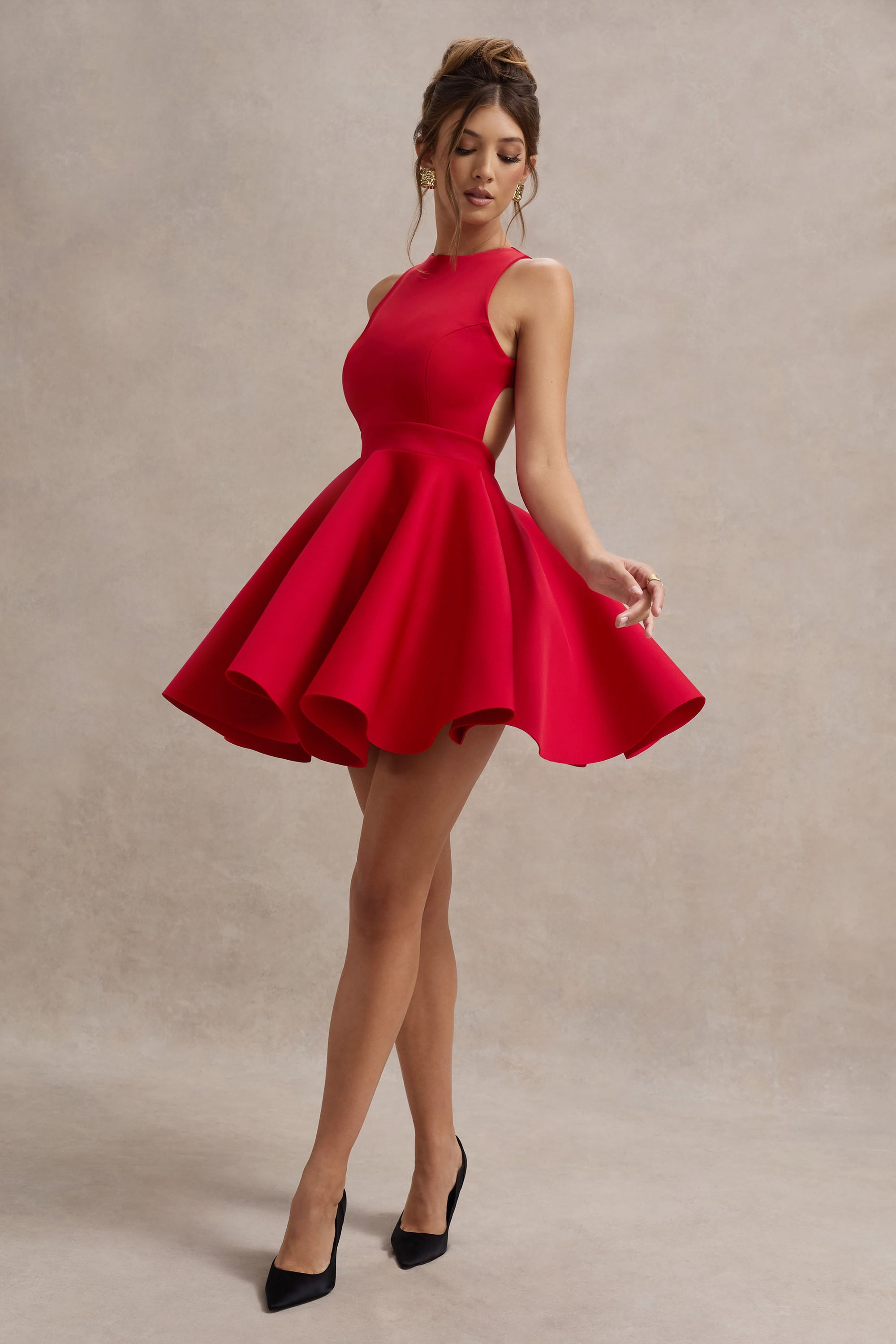 little red skater dress Pretty Little Thing Red Skater Dress Dresses Petite Cherry Red Corset Detail Micro Skater Dress