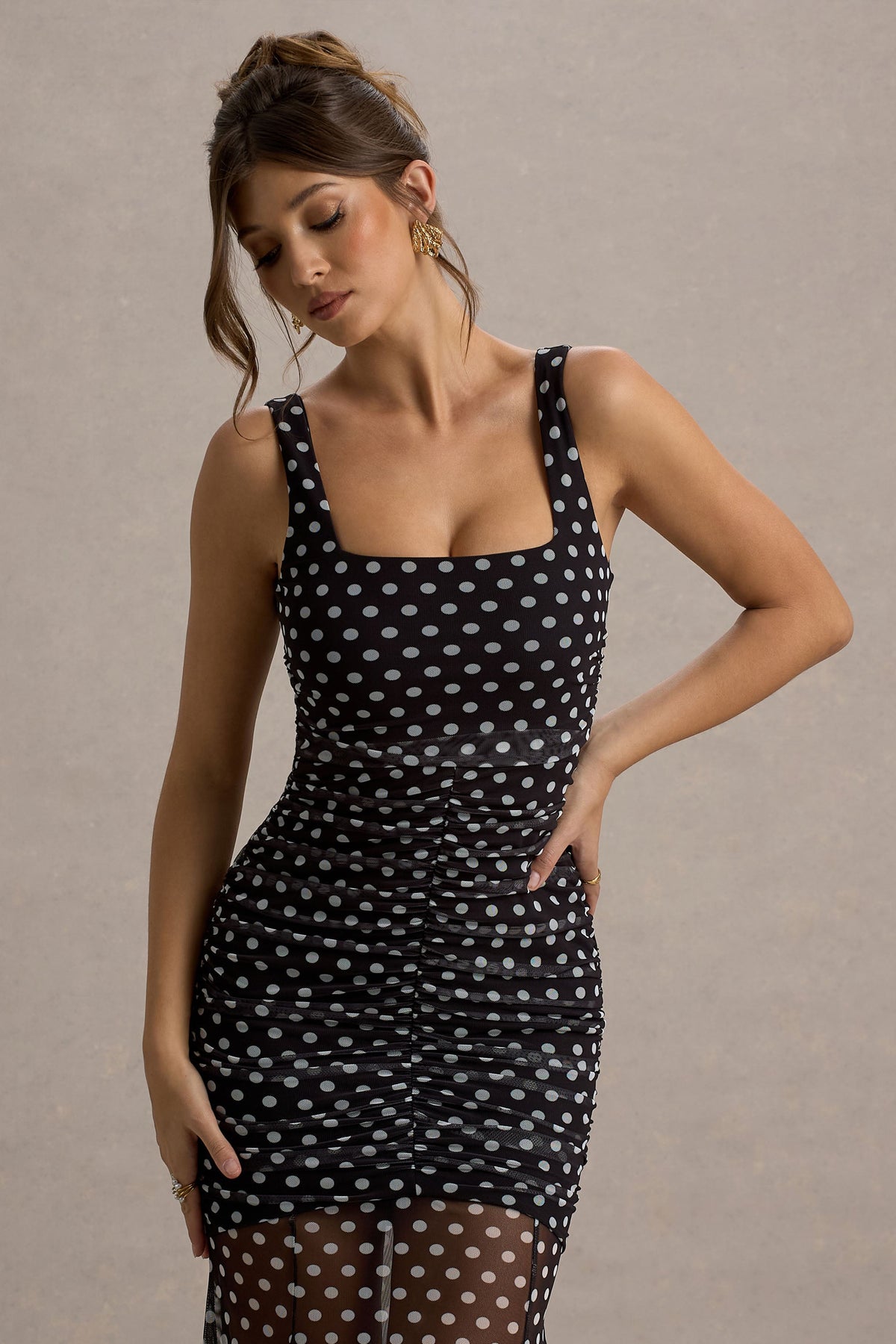 Galaxia | Black & White Polka Dot Maxi Dress With Mesh Skirt - UK 10 Black AND White POLKADOT Galaxia | Black & White Polka Dot Maxi Dress With Mesh Skirt - UK 10 Black AND White POLKADOT