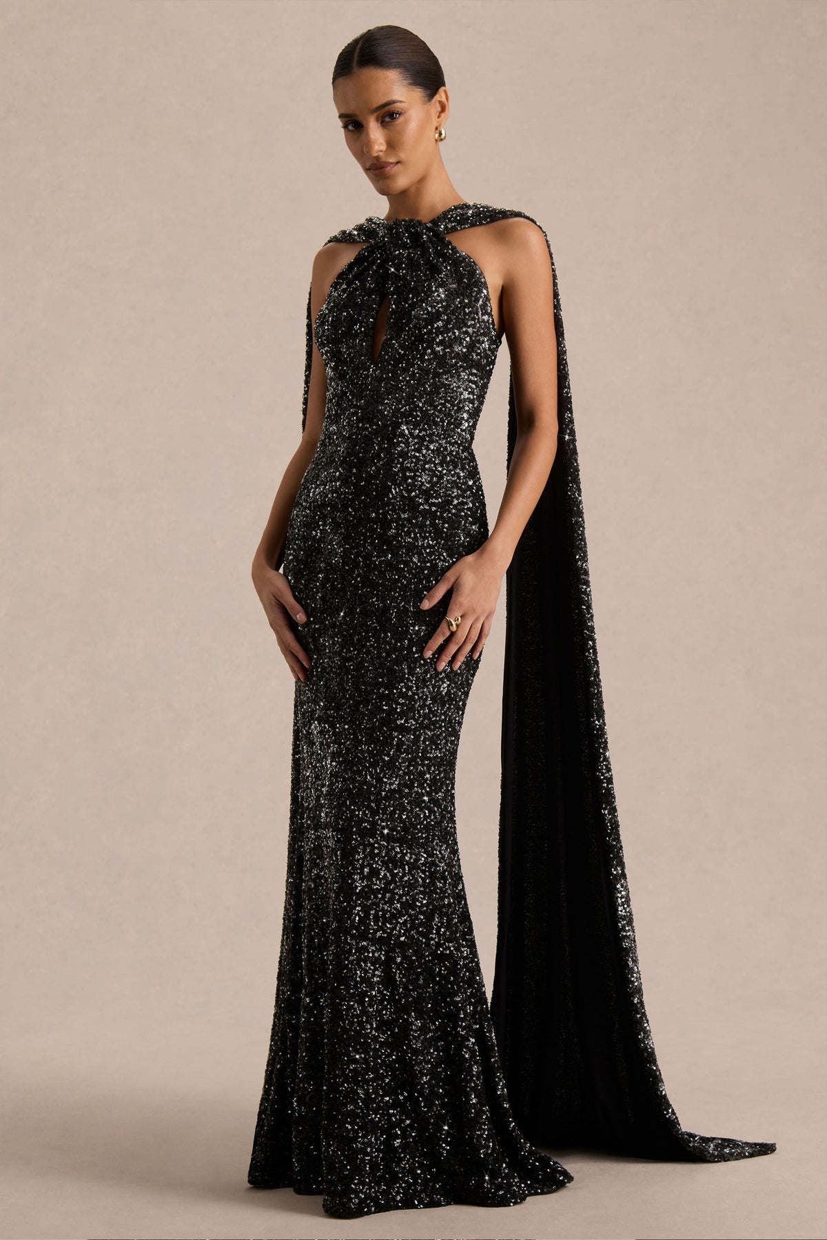 Renelle | Black Sequin Halter Neck Maxi Dress - UK 8 Black Renelle | Black Sequin Halter Neck Maxi Dress - UK 8 Black