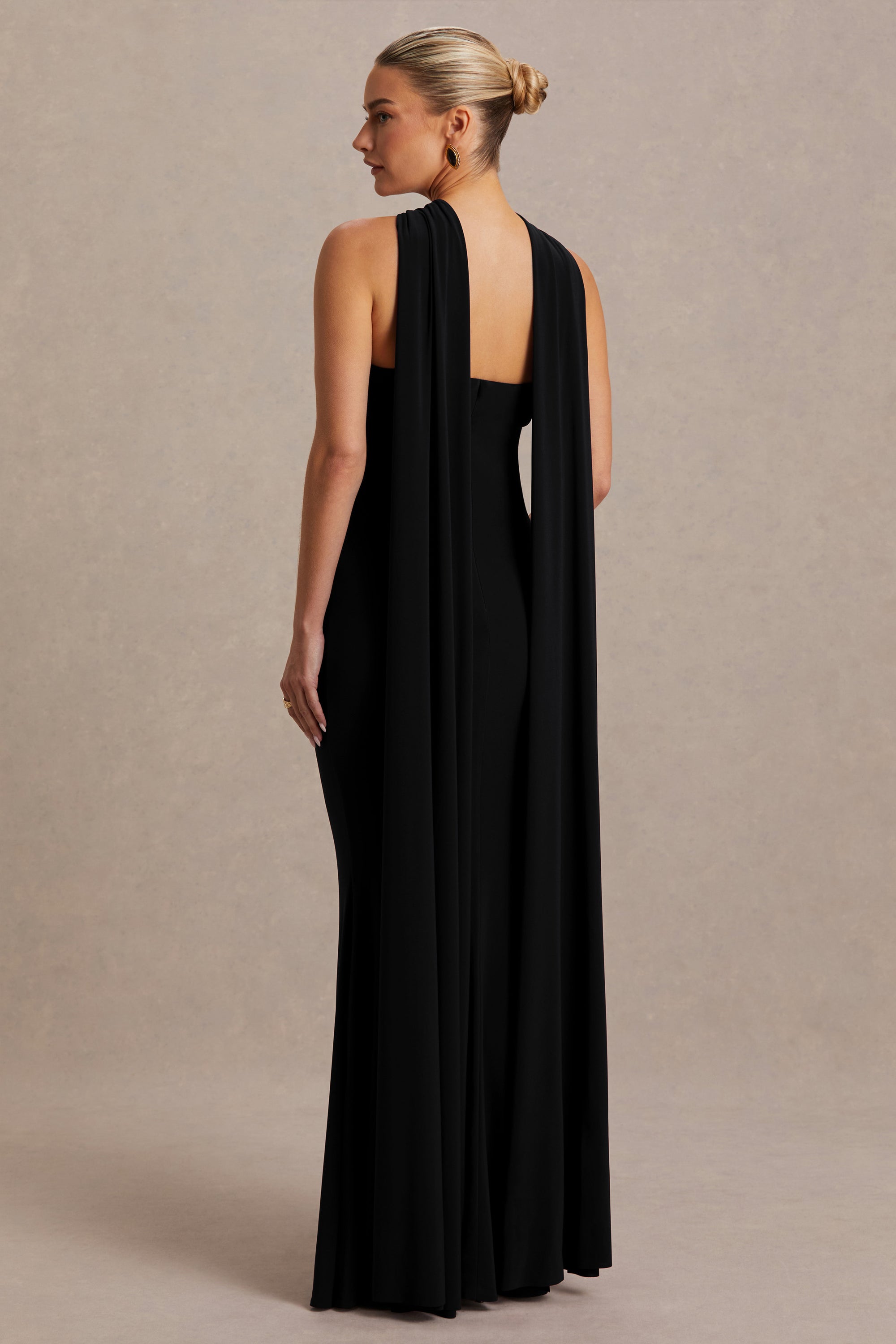 black halter maternity dress Black Halter Textured Knit Maternity Maxi Dress PinkBlush