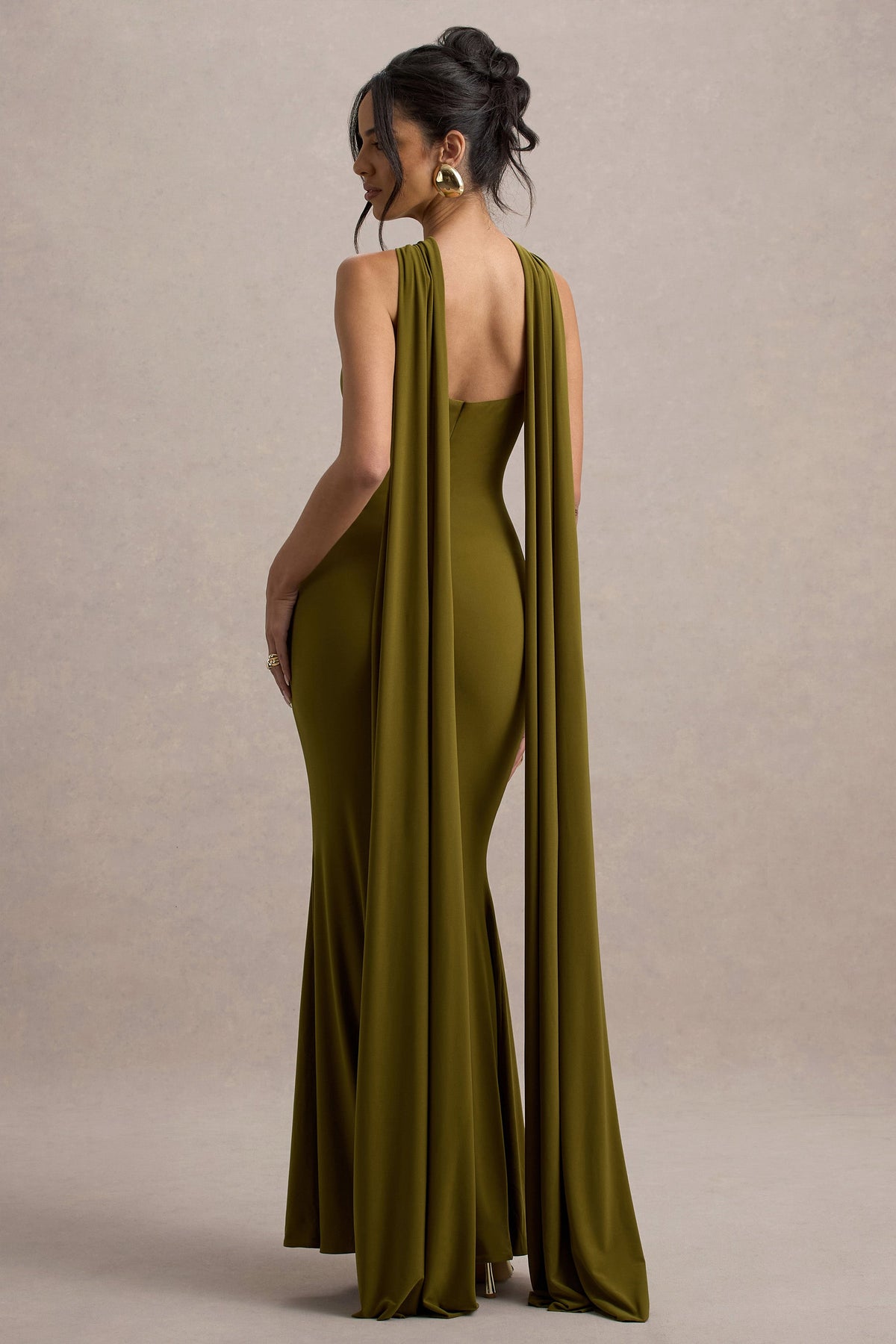 Rhoda | Green Twist Halter-Neck Cape Maxi Dress - UK 16 Green Rhoda | Green Twist Halter-Neck Cape Maxi Dress - UK 16 Green