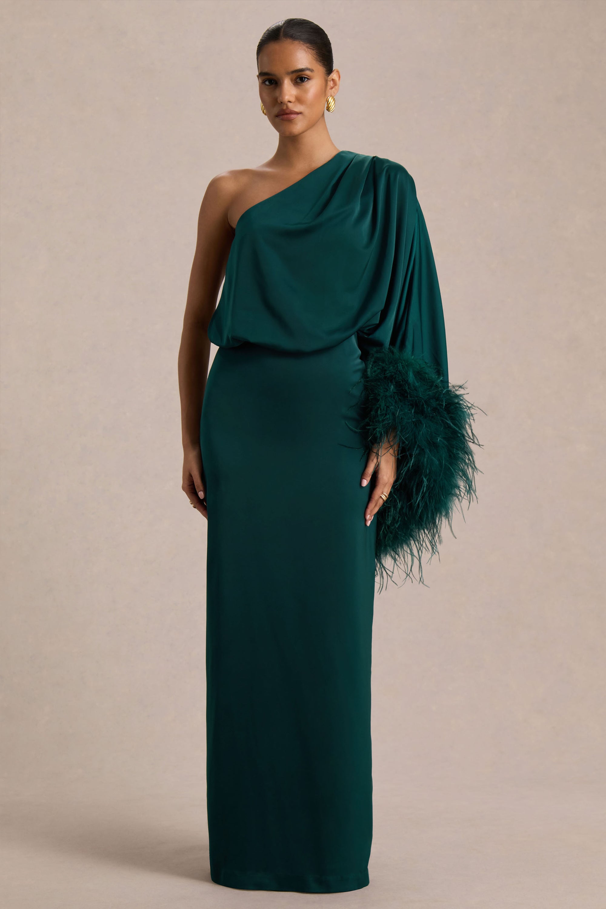 feather asymmetric dress Gimme Frill Asymmetrical Feather Trim Dress (Black)