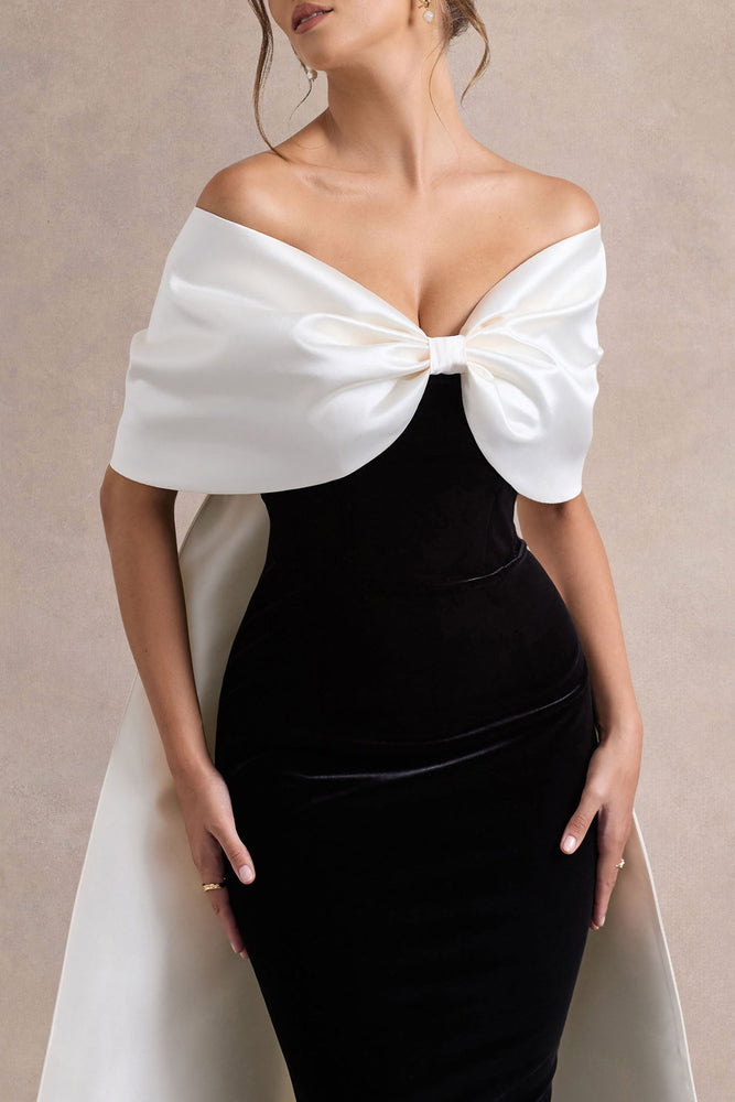 white christmas dresses Linden Black Bodycon Cape-Sleeve Midi Dress – Club L London
