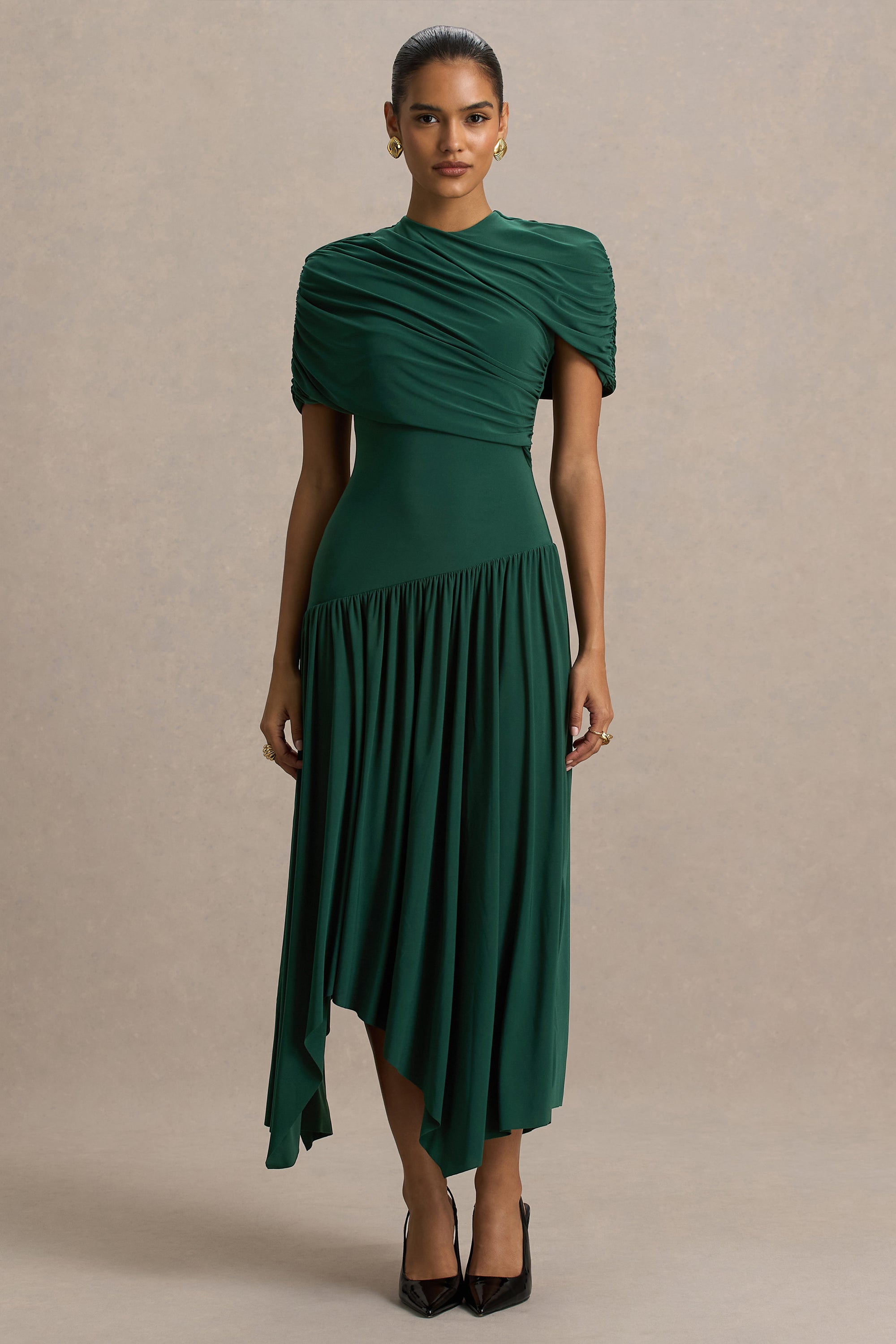 hanky hem midi dress Green KarenMillen Paisley Print Crepe Hanky Hem Midi Dress