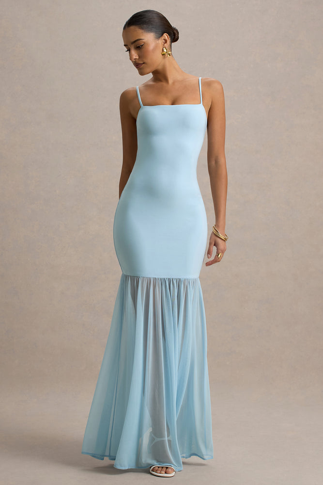 ★MEENDERI★SHIRRING POCKET MAXI DRESS - SKY BLUE★正規品 MEENDERI] SHIRRING POCKET MAXI DRESS - SKY BLUE