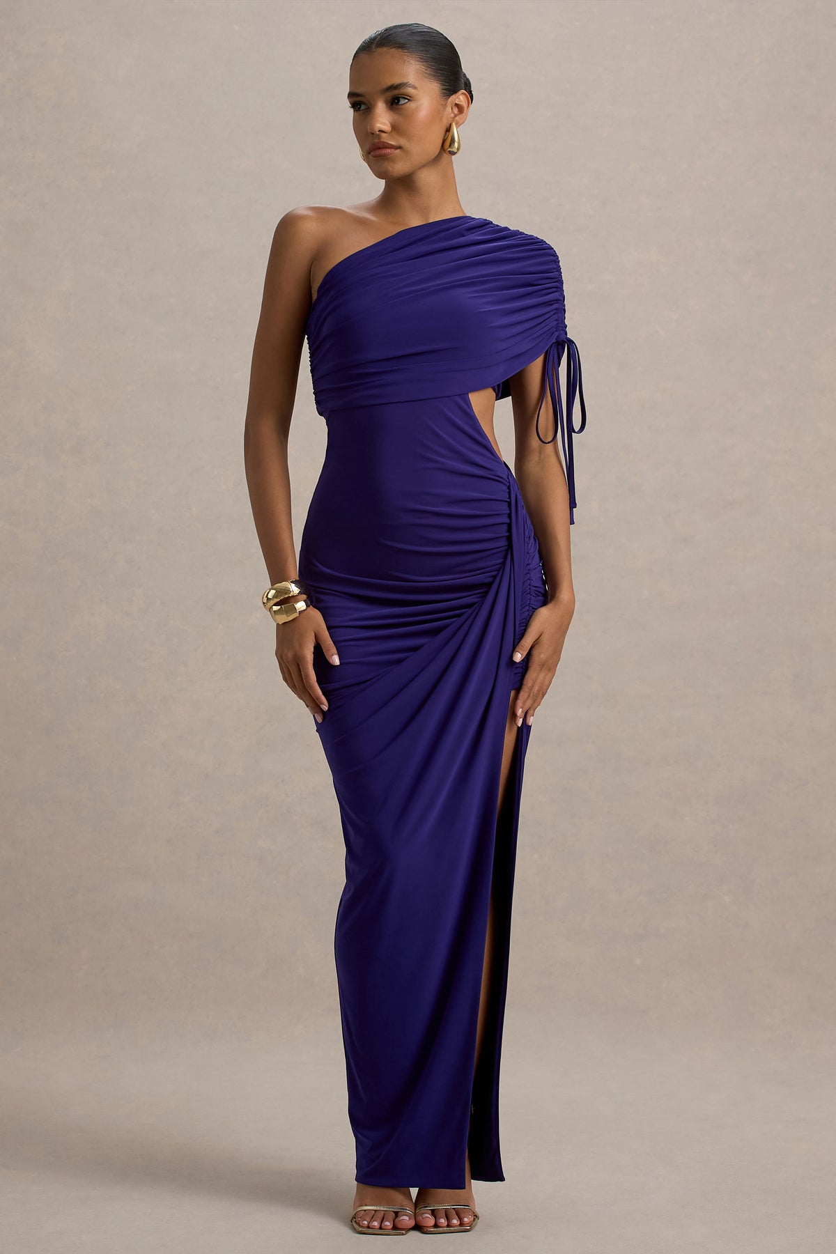 Trance Blue Asymmetric Maxi Dress with Split Club L London - USA Trance Blue Asymmetric Maxi Dress with Split Club L London - USA