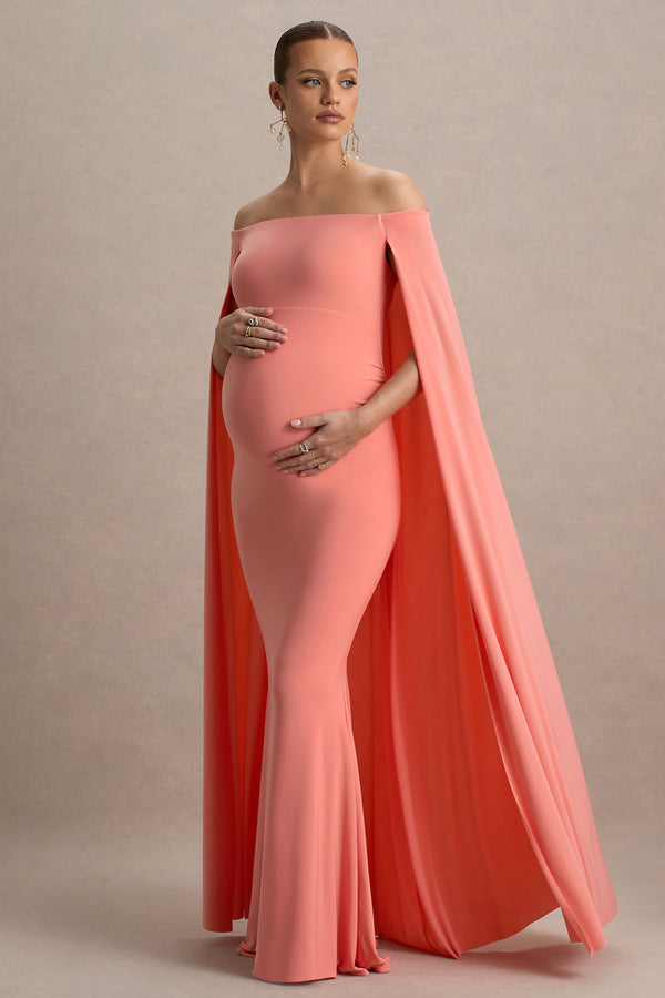 chinese dress ladies Orange Ribbed Fitted Mock Neck Long Sleeve Maternity Dress – PinkBlush