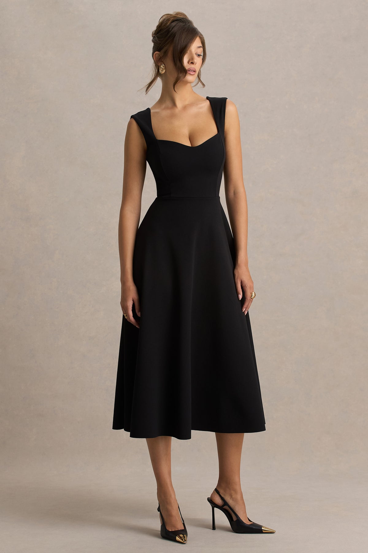 Andromeda | Black Sweetheart Midi Dress