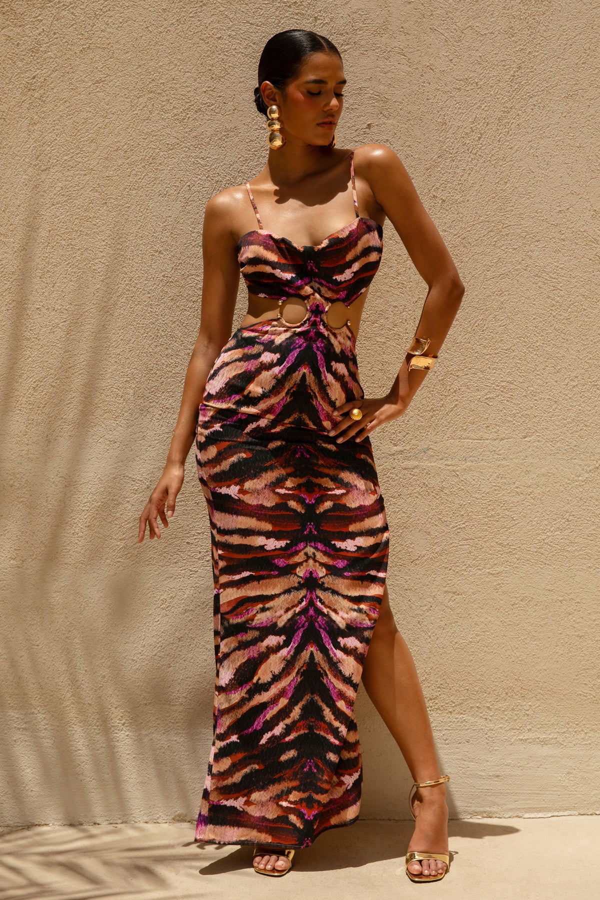 Roxana | Zebra Print Square Neck Maxi Dress With Open-Back - UK 12 Zebra Roxana | Zebra Print Square Neck Maxi Dress With Open-Back - UK 12 Zebra