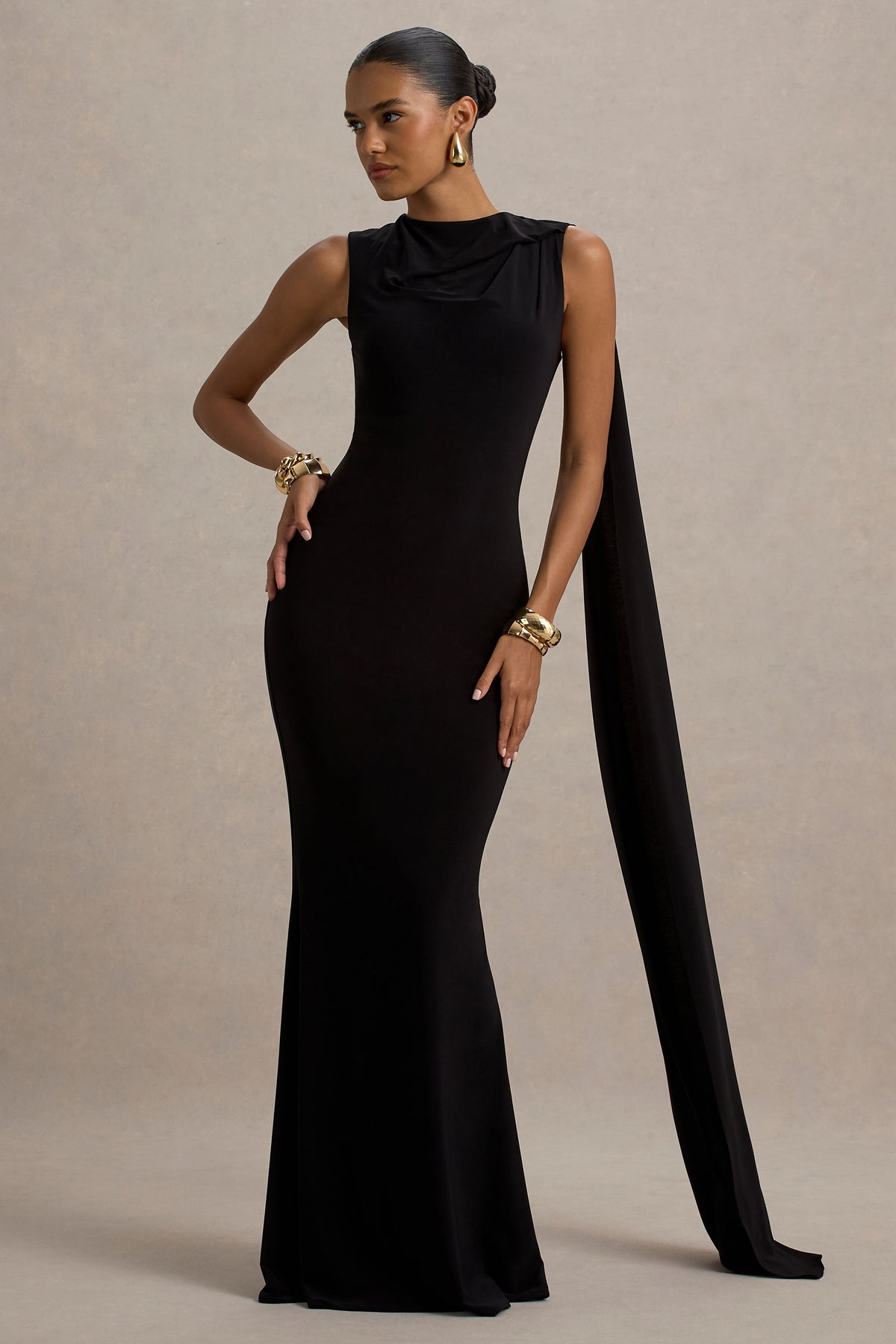 Mia | Black Maxi Dress With Sash - UK 16 Black Mia | Black Maxi Dress With Sash - UK 16 Black