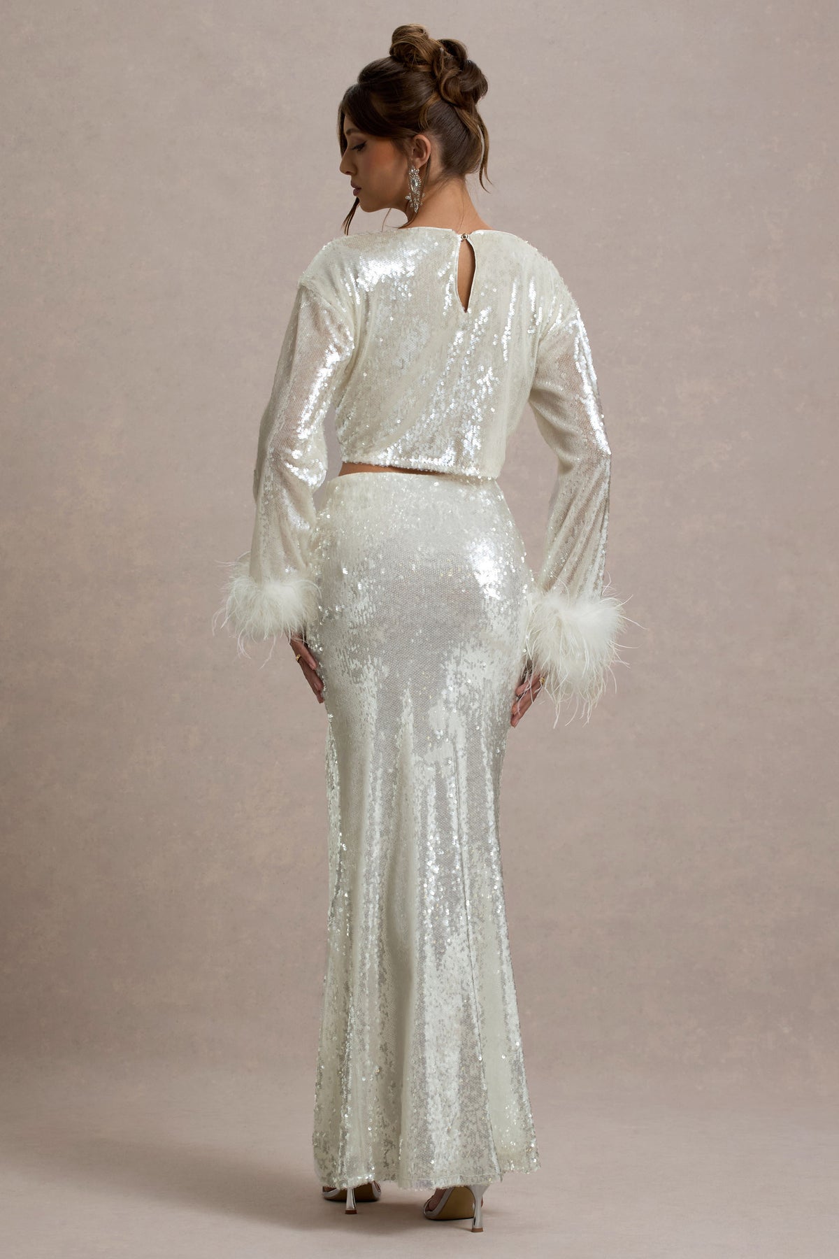 bcbg silver sequin dress Bcbgmaxazria Lorraine Sequinned Gown In Silver