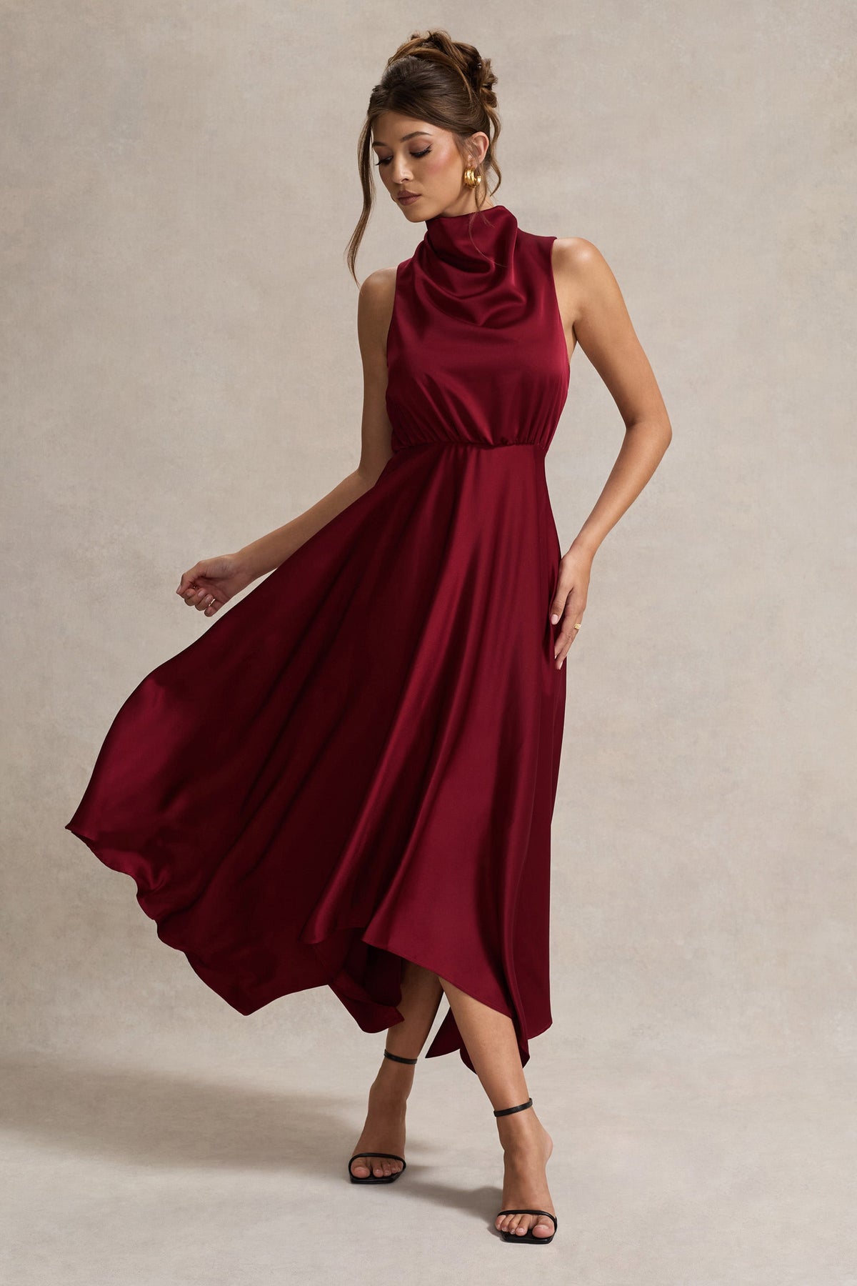 Burgundy Satin Dress Pretty Little Thing Cowl Dress Burgundy Strappy Satin Cowl Midi Dress Size 10 Burgundy Satin Dress Pretty Little Thing Cowl Dress Burgundy Strappy Satin Cowl Midi Dress Size 10