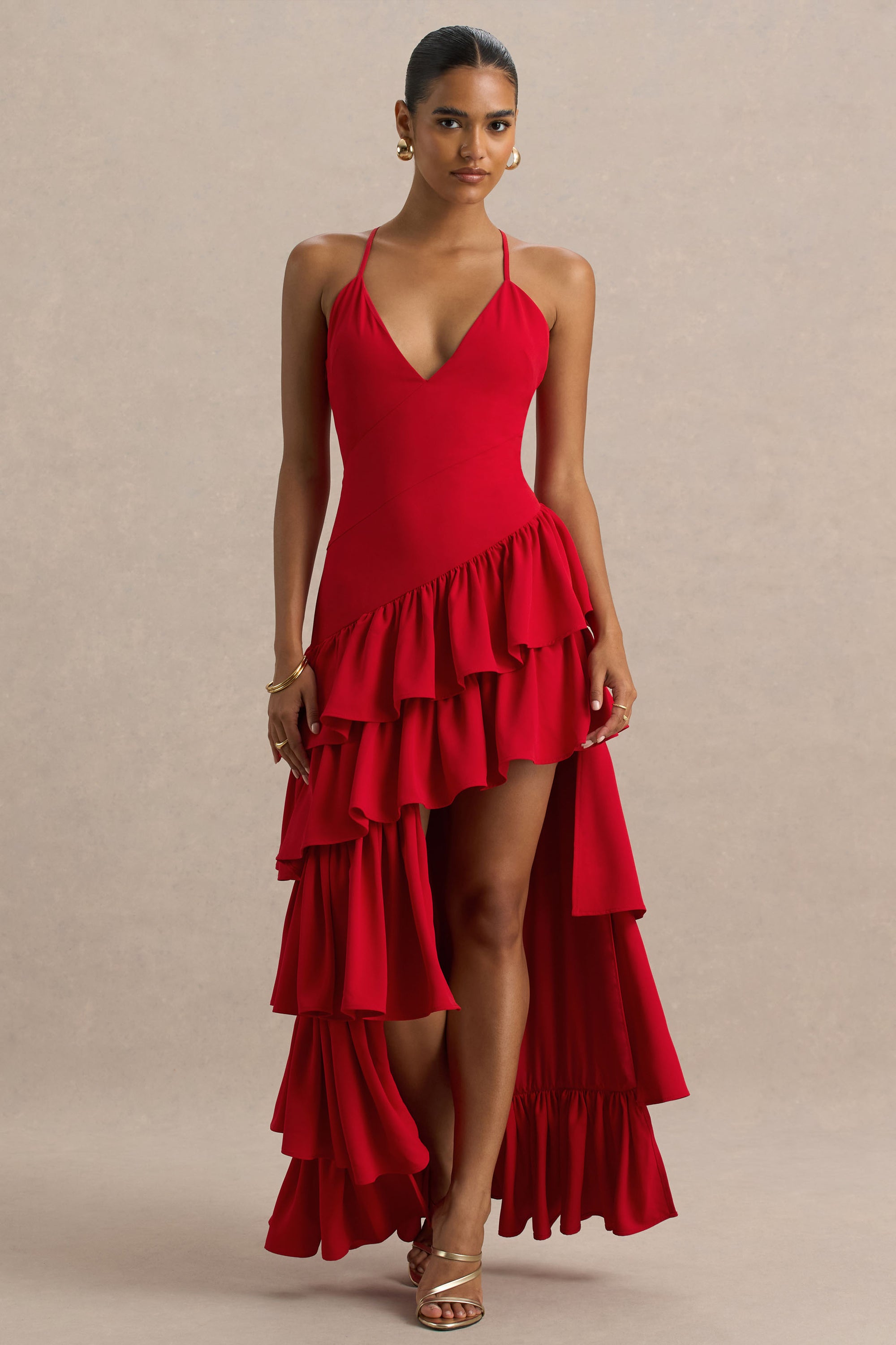 red high low cocktail dress Ruched Strapless Poplin Sweetheart, Mirabella High Low Mini Dress in Red, Size S, For Prom & Homecoming