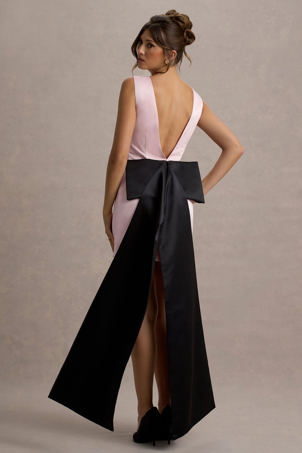 Simple Dress Black And Pink Very Simple Long Black Prom Dress With Pink Bow Train Simple Dress Black And Pink Very Simple Long Black Prom Dress With Pink Bow Train