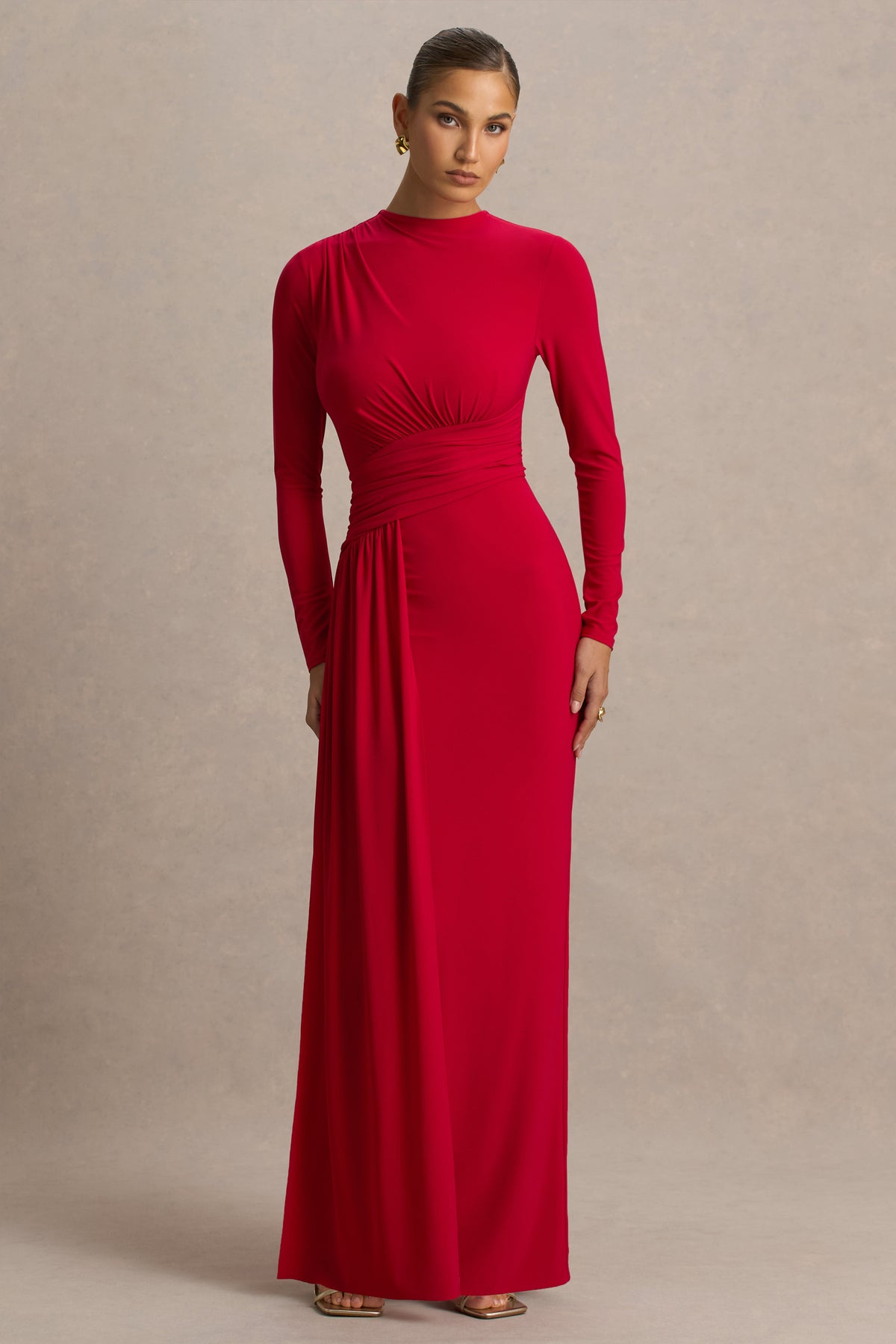 red boat neck dress Yindi Backless Maxi Boat neckline INSPIRE CHIC Women's Sleeveless Boat