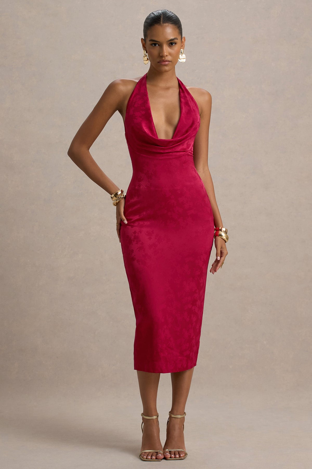Red Cowl Neck Satin Dress Sweet A-line Cowl Neck Silk Long Prom Dress Red Cowl Neck Satin Dress Sweet A-line Cowl Neck Silk Long Prom Dress