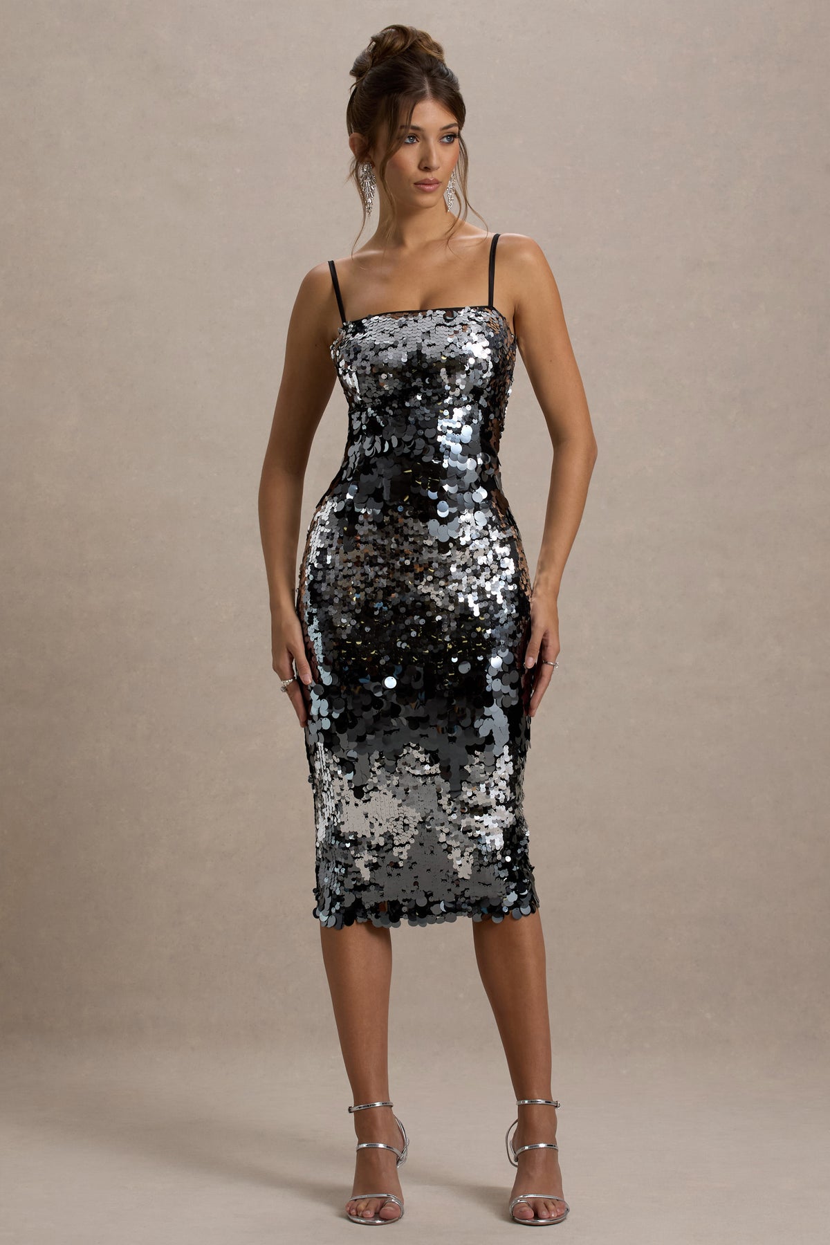 Bodycon Dress Sequin Strappy Dress Azure Silver Sequin Strappy Midi Dress Club L London USA Bodycon Dress Sequin Strappy Dress Azure Silver Sequin Strappy Midi Dress Club L London USA
