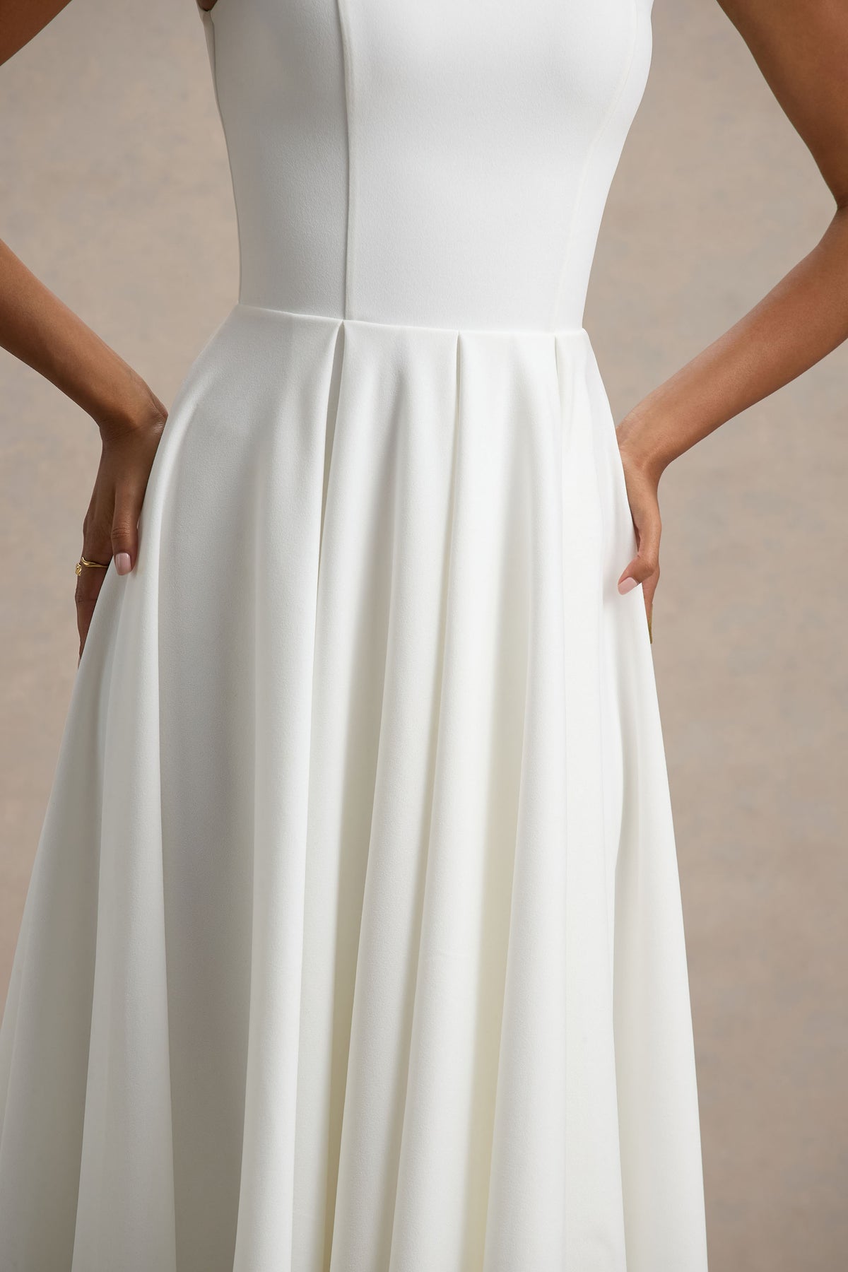 Parina | White Strappy Volume-Hem Midi Dress Parina | White Strappy Volume-Hem Midi Dress