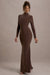 Tova | Chocolate High-Neck Long-Sleeve Maxi Dress - Club L London - USA