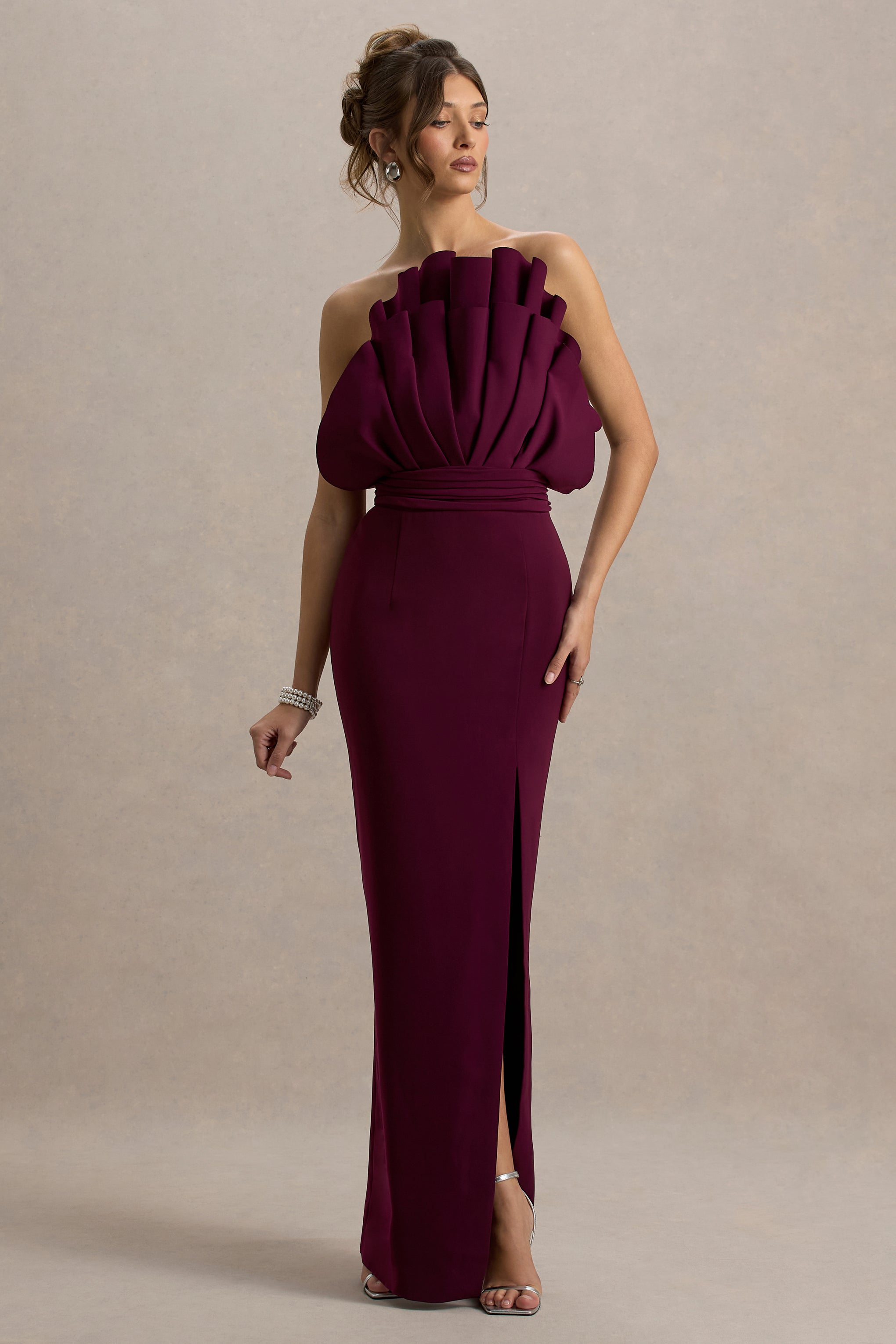 パーティードレス Strapless Bottom Ruffle Cotton Gown 00000000_zi_84d12b1a-38f2-4fd0