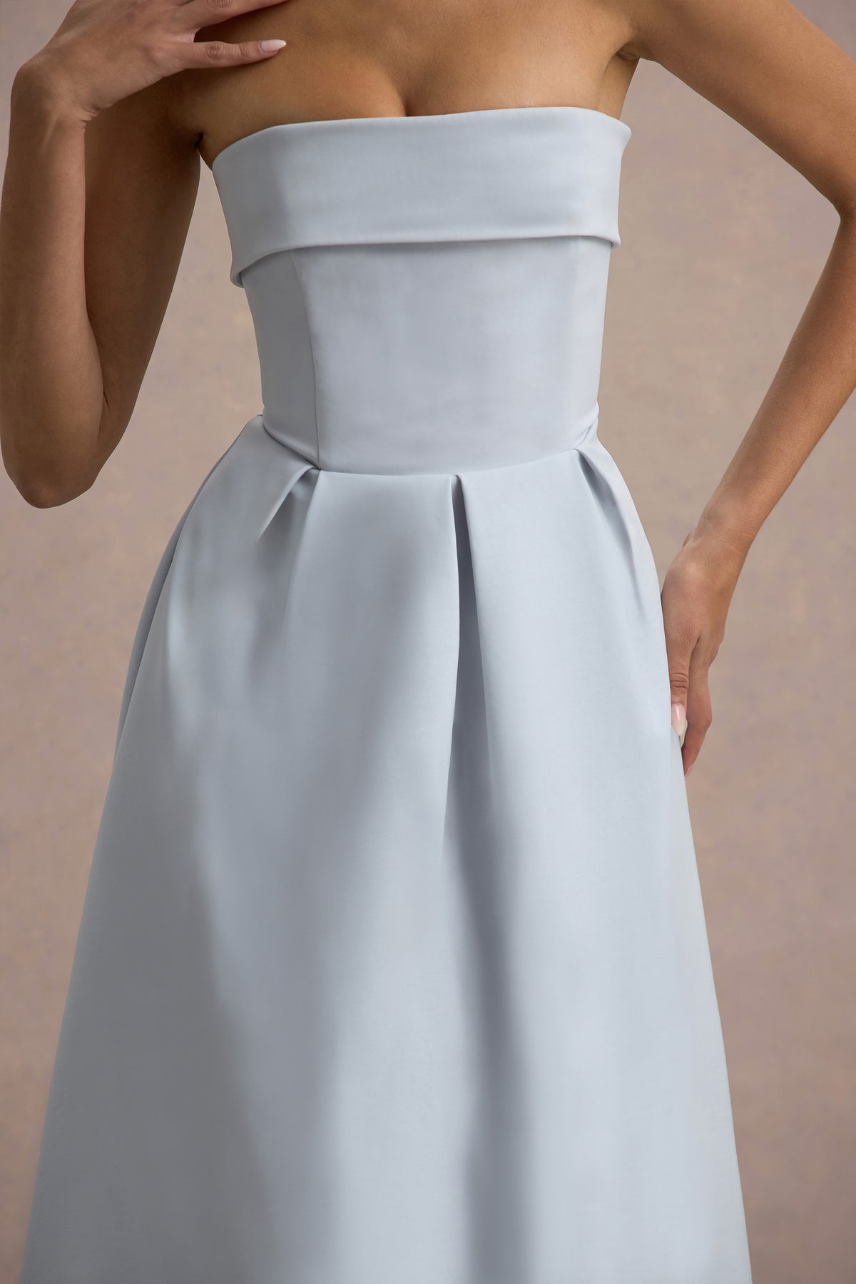 Maddalena Powder Blue Bandeau Skater Maxi Dress Club L London - USA Maddalena Powder Blue Bandeau Skater Maxi Dress Club L London - USA