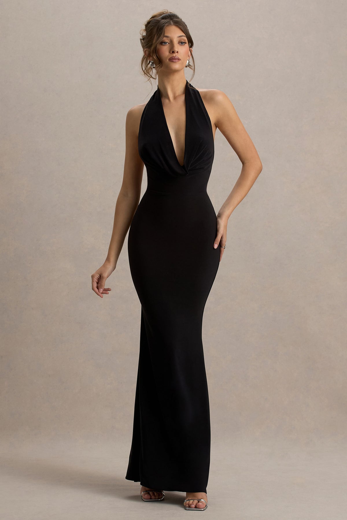 Milani Black Backless Cowl Neck Fishtail Maxi Dress Club L London - USA Milani Black Backless Cowl Neck Fishtail Maxi Dress Club L London - USA